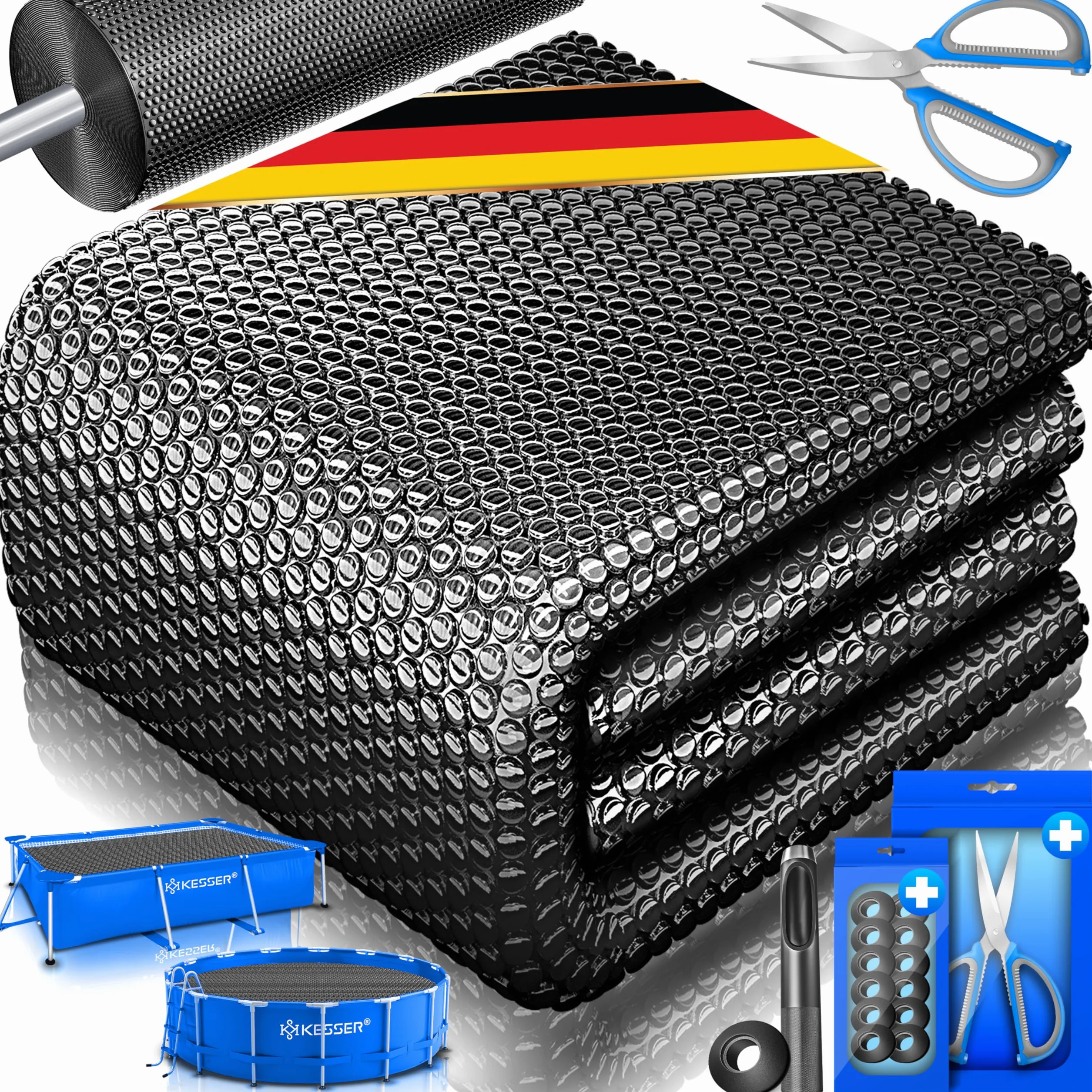 KESSER® Film solaire de piscine 400 µm, Bâche solaire rectangulaire 549 x 274 cm, Bâche de protection solaire flexible à découper, Bâche de piscine pour chauffage de l'eau, Couverture solaire avec