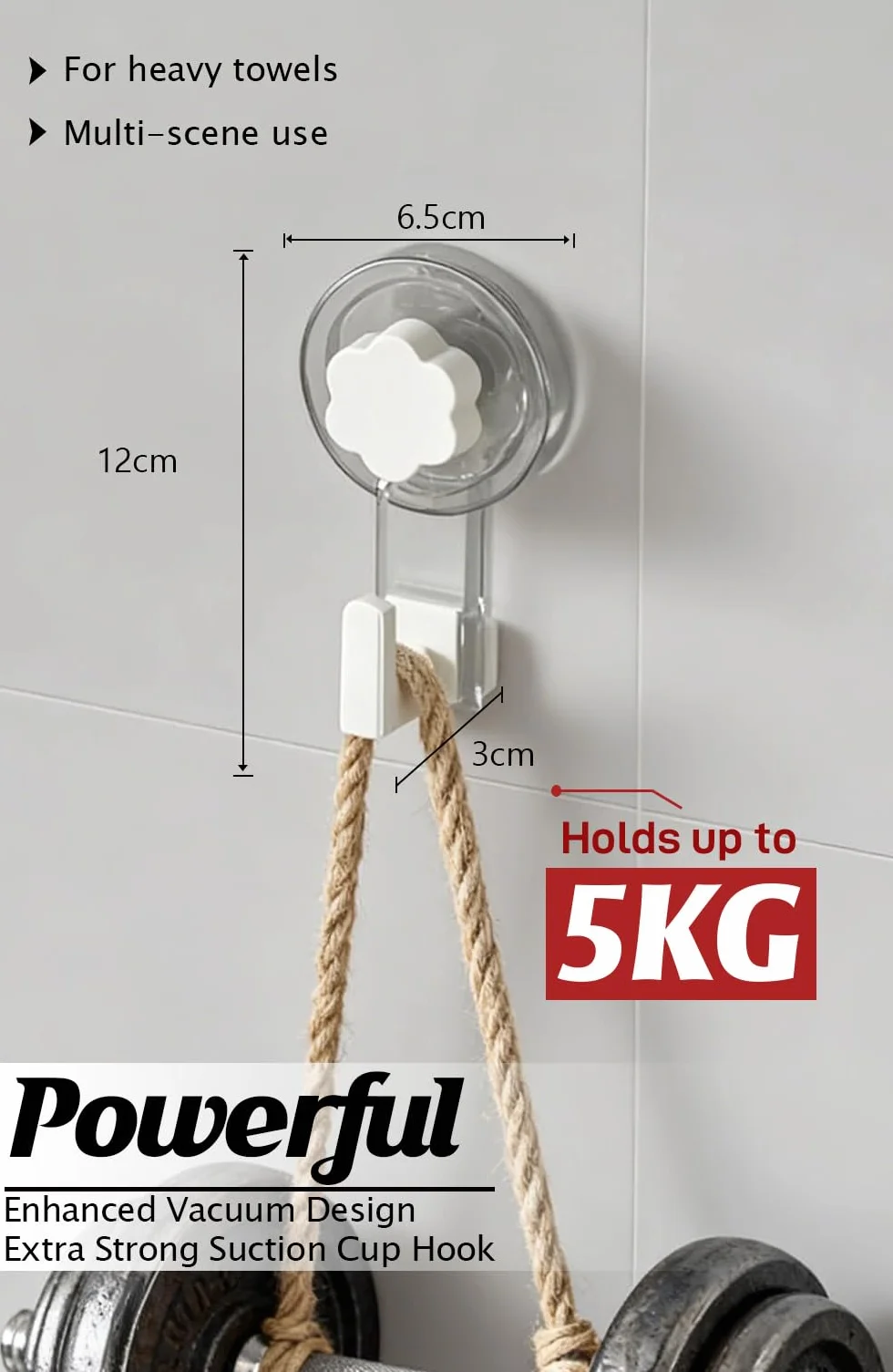 Crochet Ventouse Salle De Bain Mural, Porte Accroche Serviette Sans Percage, Sxtra Forte Suction Hooks Douche Cuisine