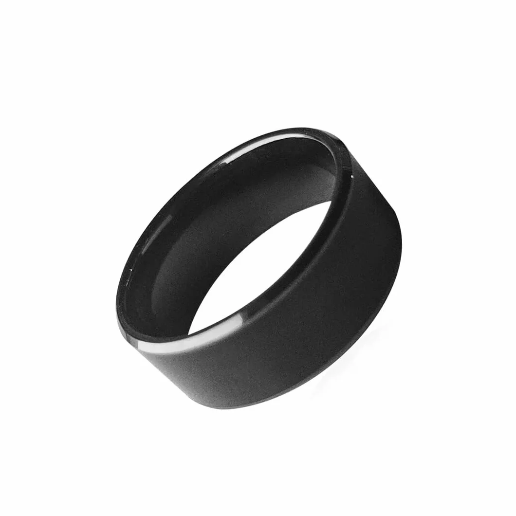RFID Rewritable Dual Frequency 125kHz t5577 & 13.56MHz CUID Noir Ceramics Smart Finger Ring for Men Women