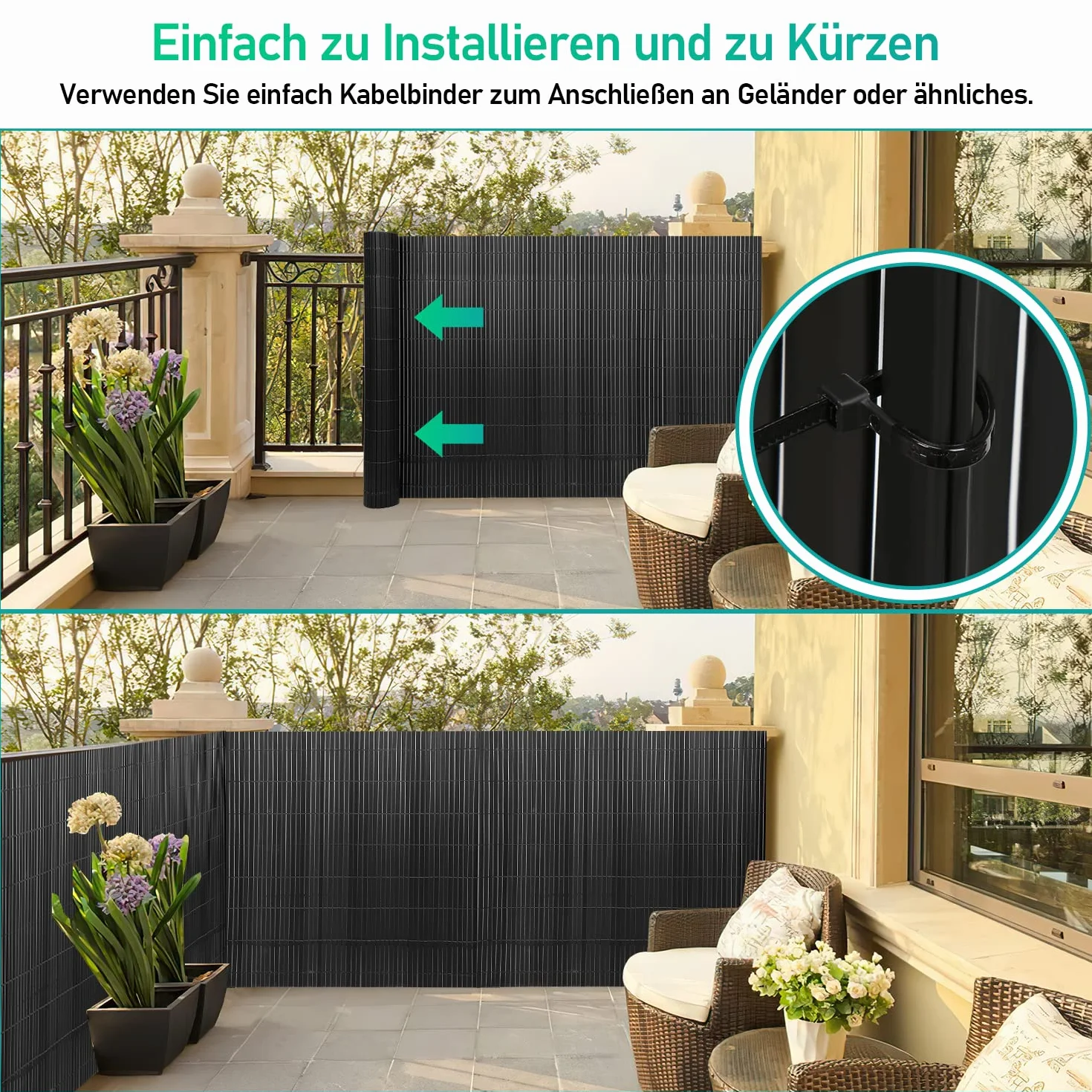 Canisse en PVC 100 x 600 cm Brise Vue Renforcement 3 Poids Clôture Jardin Résistant aux intempéries Gris