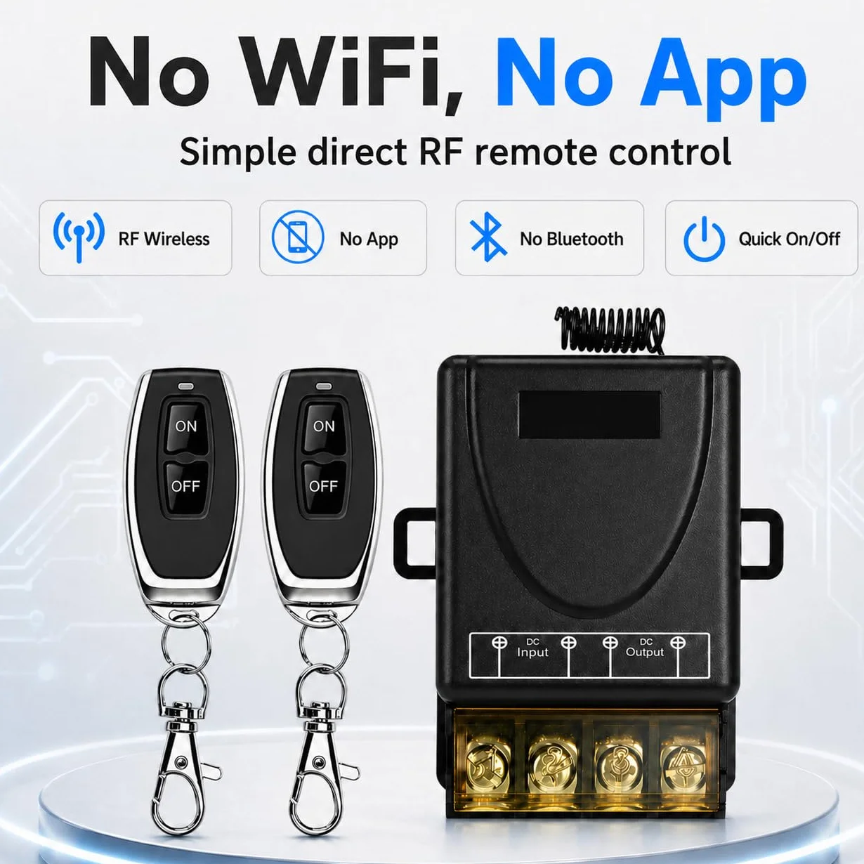 Télécommande sans fil RF 30A DC 8V-80V Relais Interrupteur universel 433Mhz 12V/24V