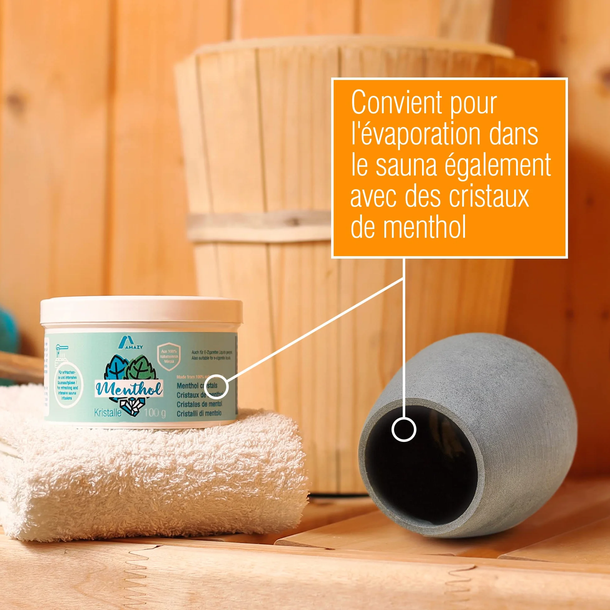 Œuf de sauna en stéatite naturelle - Bol aromatique pour infusions et cristaux de menthol