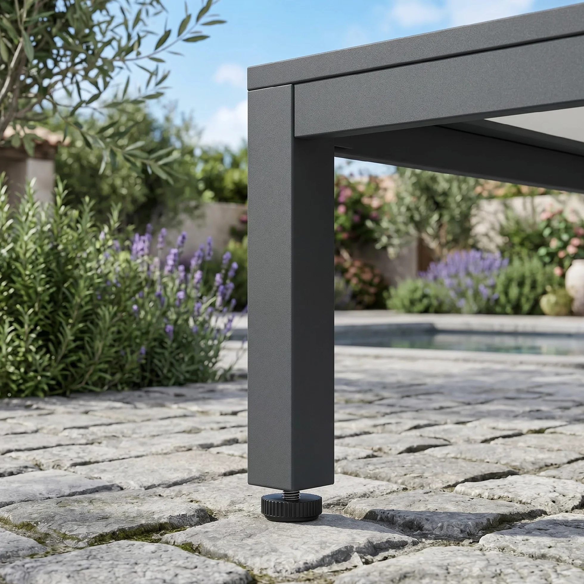 Outsunny Table de jardin rectangulaire extérieure 140x80x72 cm acier imitation bois gris foncé