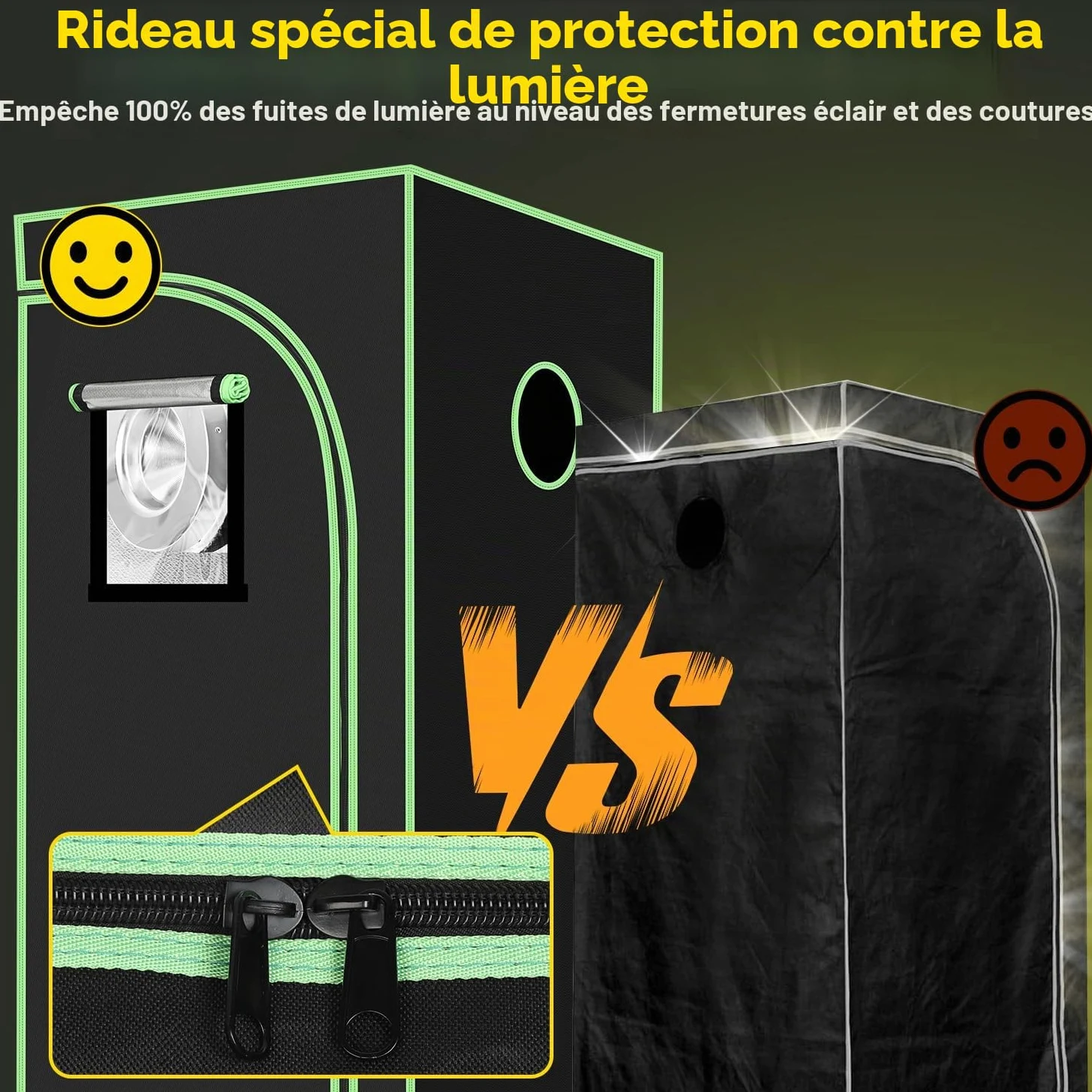 Tente de Culture - Kit Complet - 100 x 100 x 200 cm - Lampe LED Pliable - 240 W - Système de Ventilation à Complet - Tente hydroponique d'intérieur