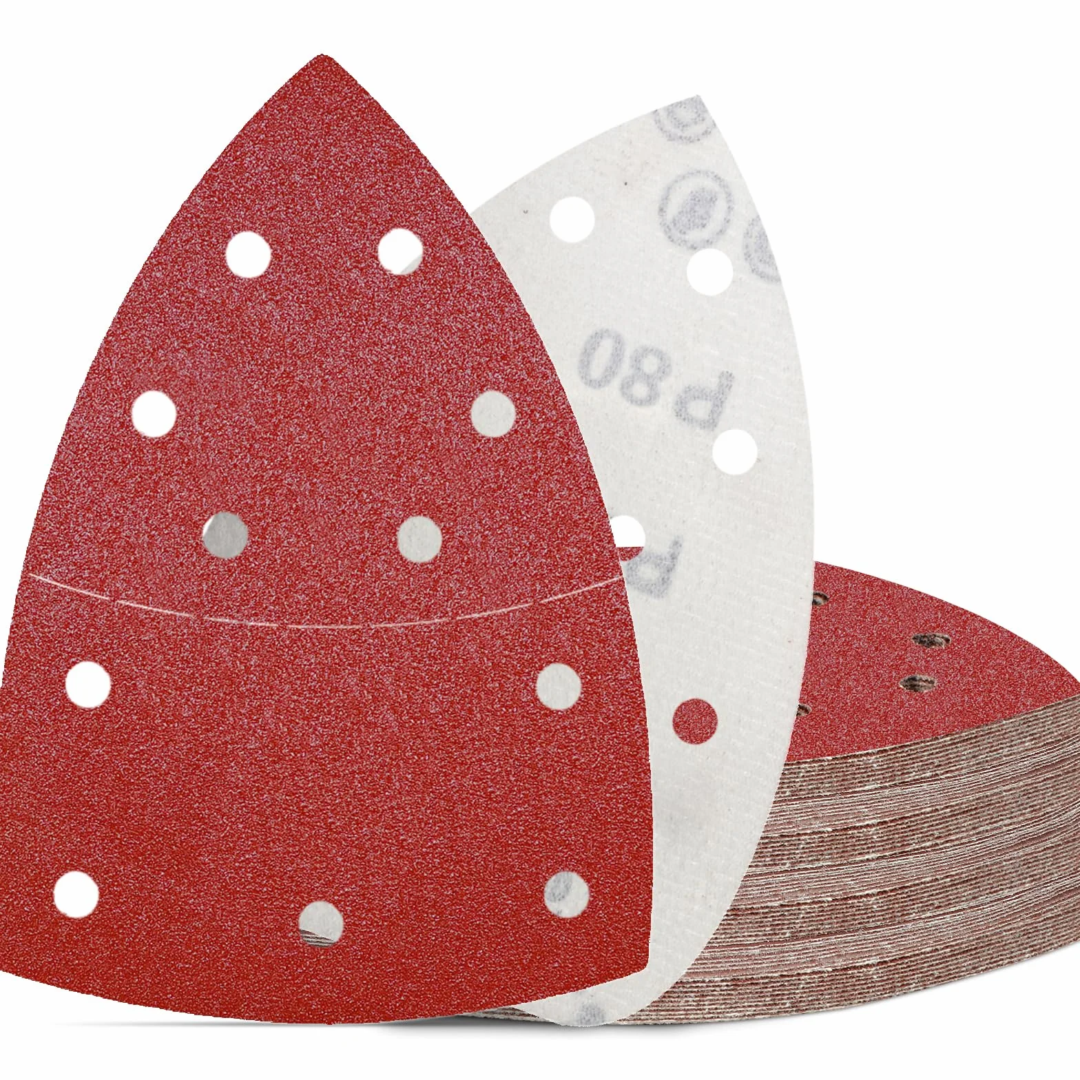 Papier Abrasif Ponceuse Grain 80 105 x 152mm KONGMING 50 Pièces Triangulaire 11 Trous