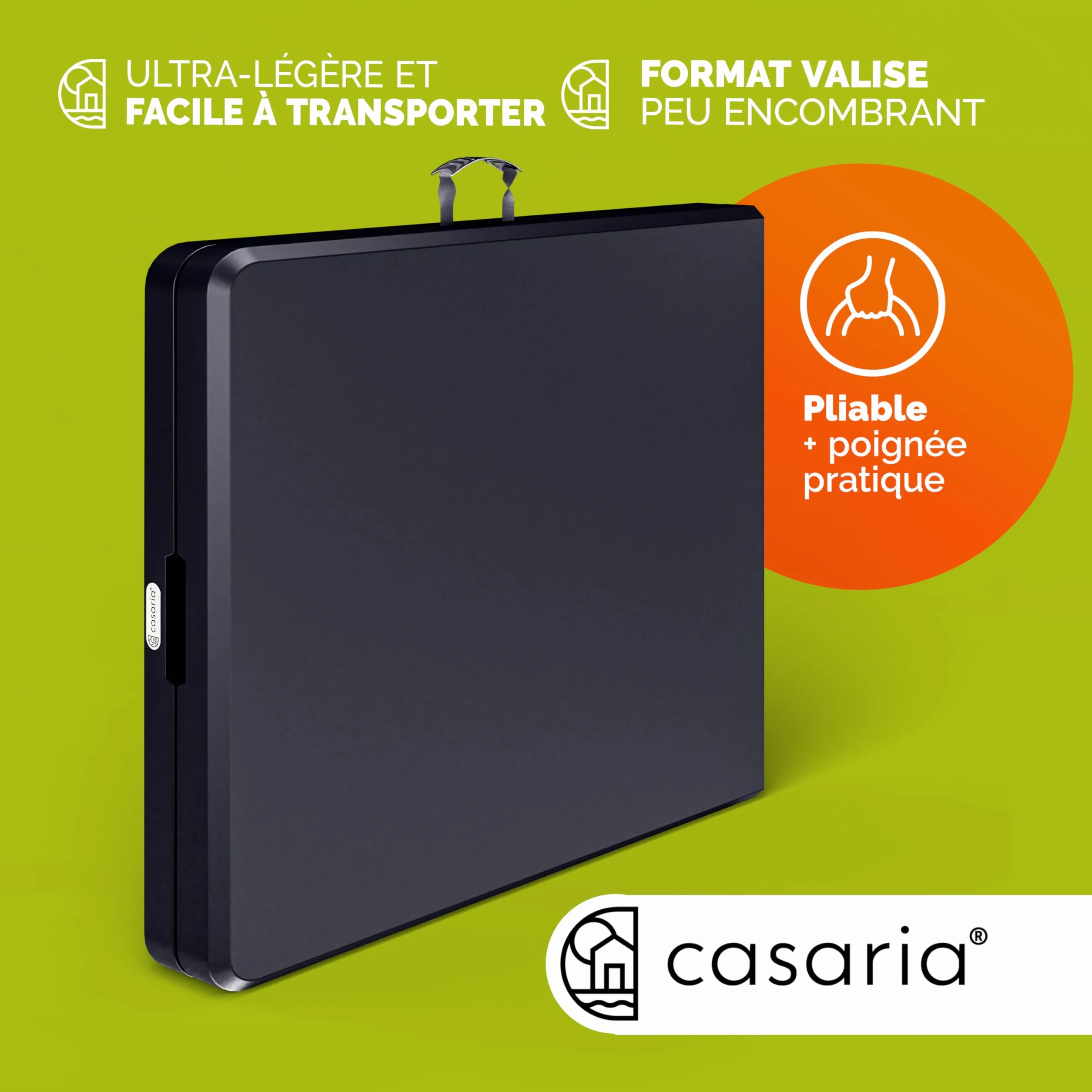 Casaria Table de Camping Pliante Plastique 183x75x73cm 8 Personnes Anthracite