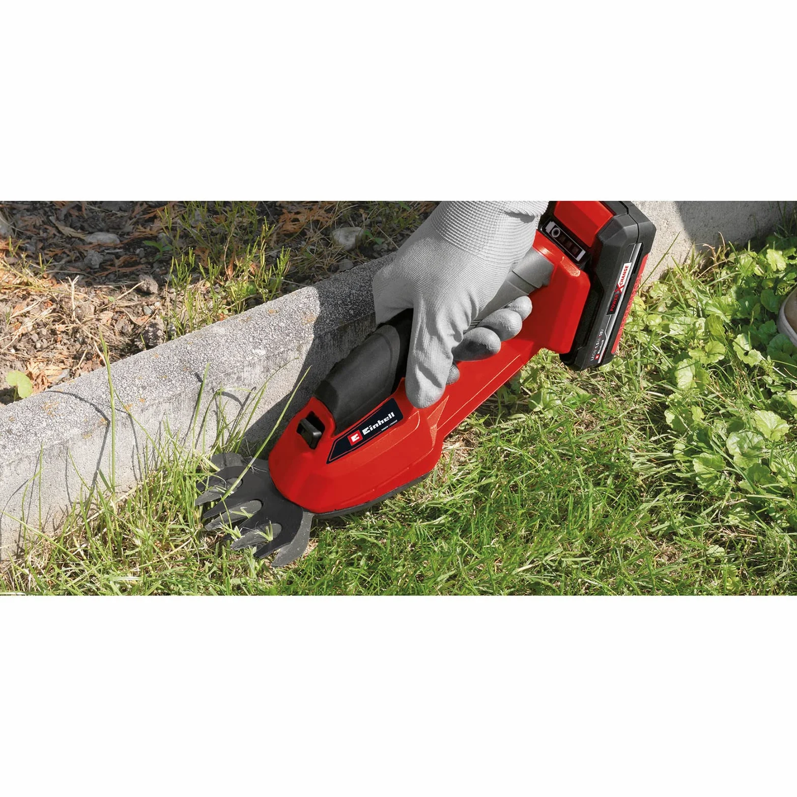 Einhell GC-AGS 18 Li Solo Cisaille à gazon sans fil (lithium-ion, 18 V, Power X-change, poignée souple, batterie et chargeur non inclus)