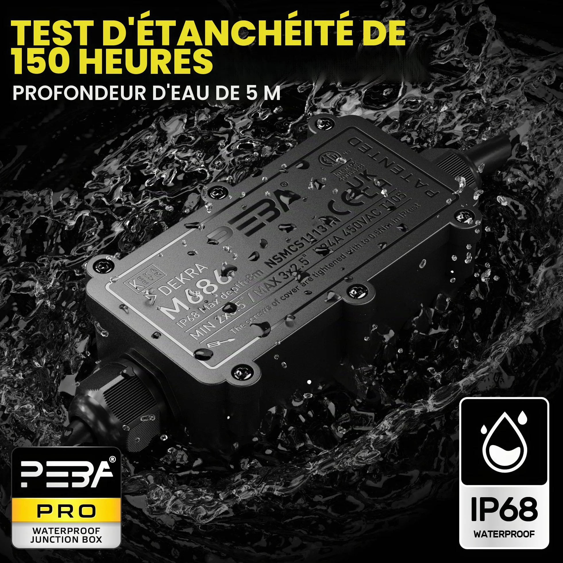 Boîte de dérivation étanche IP68 2 voies pour câble Ø 4-11mm