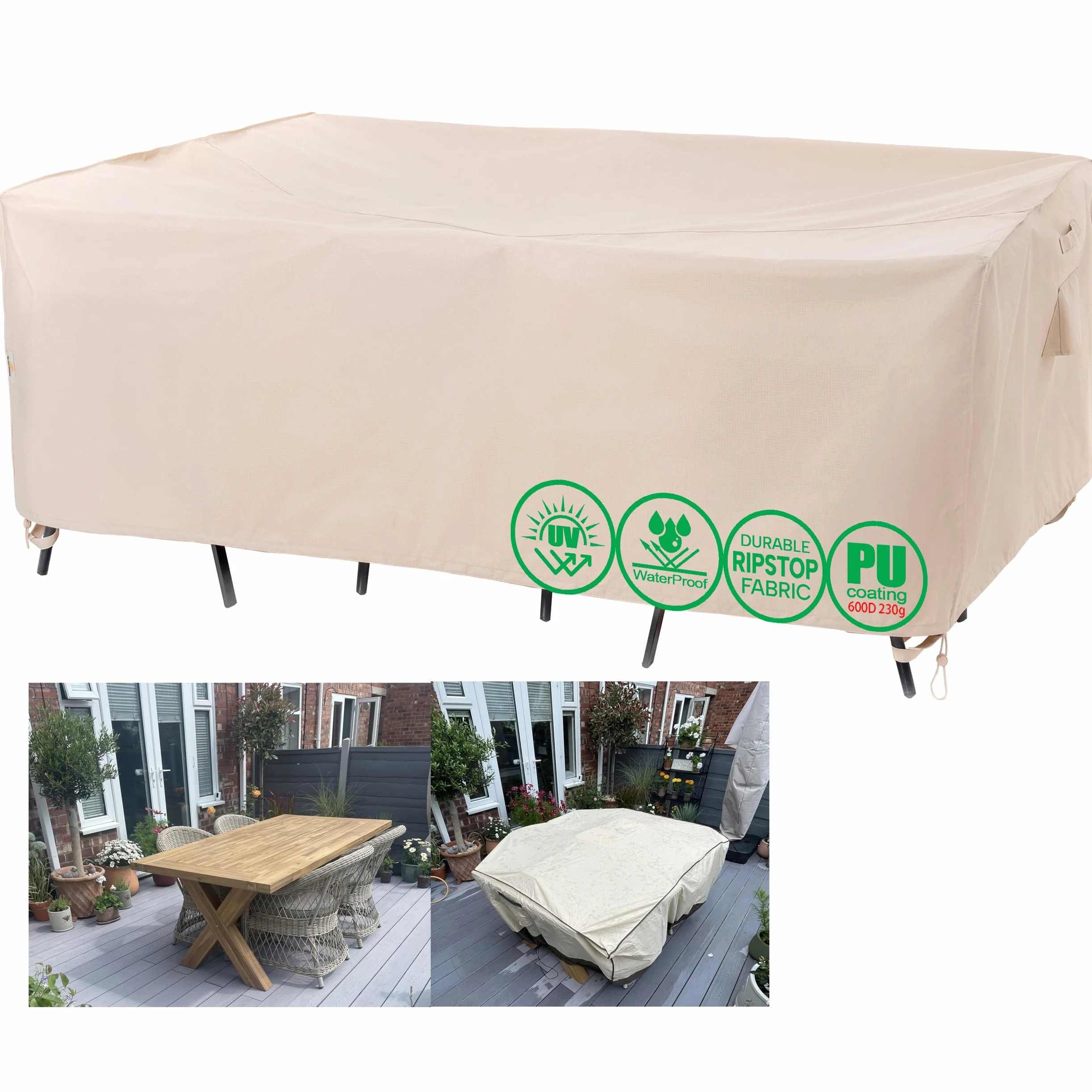 F&J Outdoors Housse imperméable pour mobilier de Jardin 320x211x70cm | Housse de Protection pour Table et chaises de Jardin, Ensemble de Salon, résistante aux intempéries, à l'hiver et aux UV