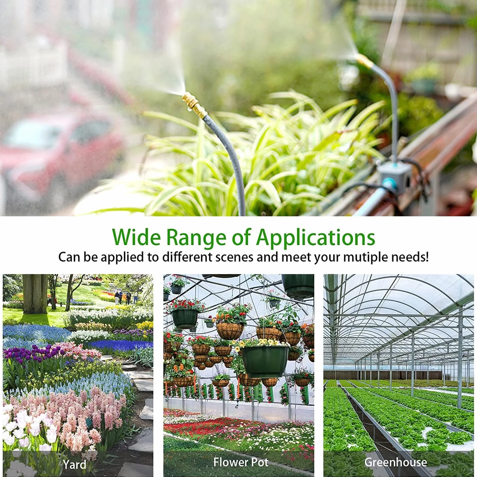 360° Curved Garden Automatic Irrigation System,127 Pièces Systeme Irrigation Jardin 30M,Kit D'irrigations de Brouillard,pour Paysage,Serre,lit de Fleurs et Plantes de Terrasse