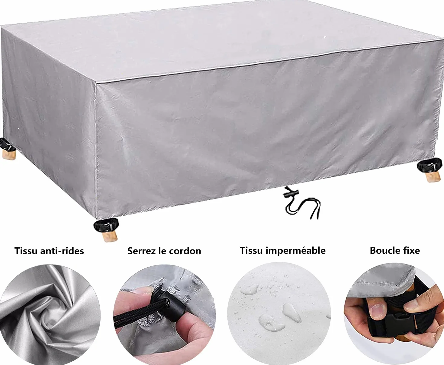 Housse de Protection Jardin 420D Oxford Imperméable 180x90x75cm Argent