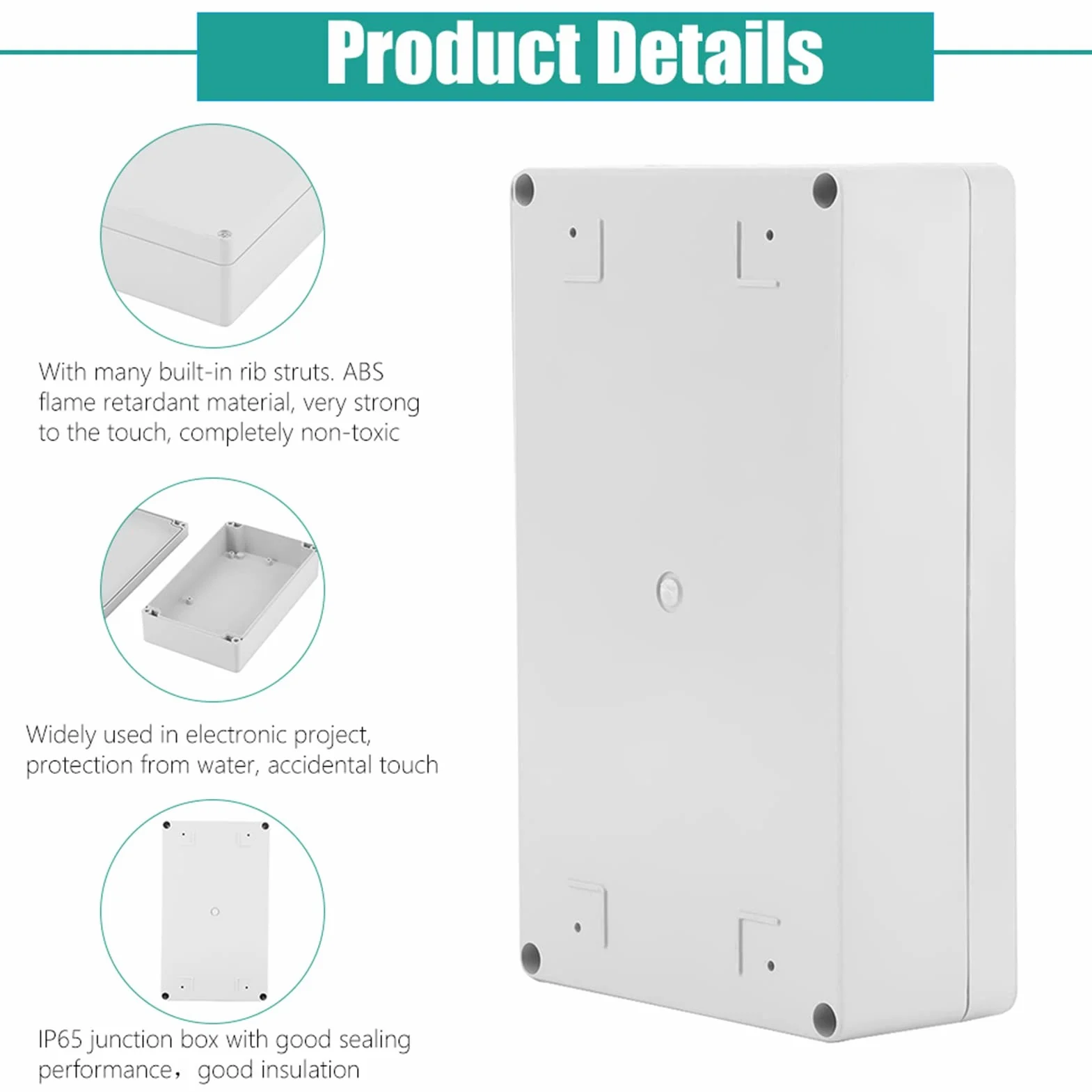 Boîte de Jonction Étanche ABS 200x120x55mm pour Équipements Électriques Intérieur Extérieur