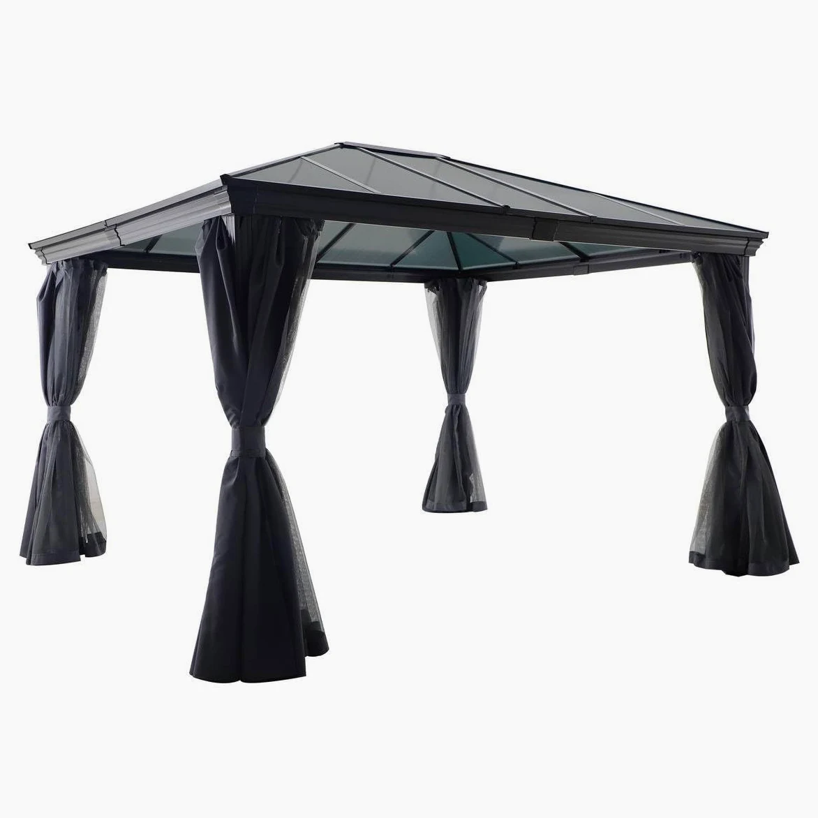 Hespéride - Tonnelle Belize Graphite - 5 Places - Polyester Acier Traité Époxy Anti-Rouille - Mobilier d'Extérieur pour Terrasse
