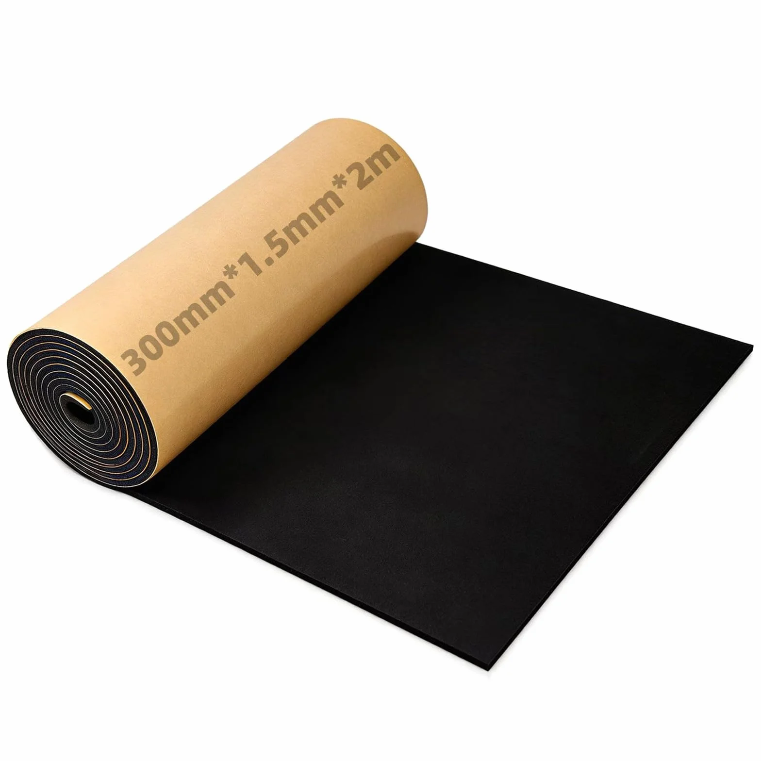 Plaque de Mousse Autocollante 2m x 300mm x 1,5mm Antidérapant Acoustique Voiture