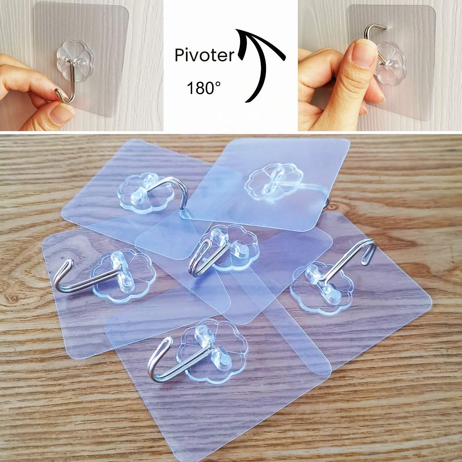 Crochets Adhésifs 70MM Étanches Muraux pour Manteaux 6 Pièces