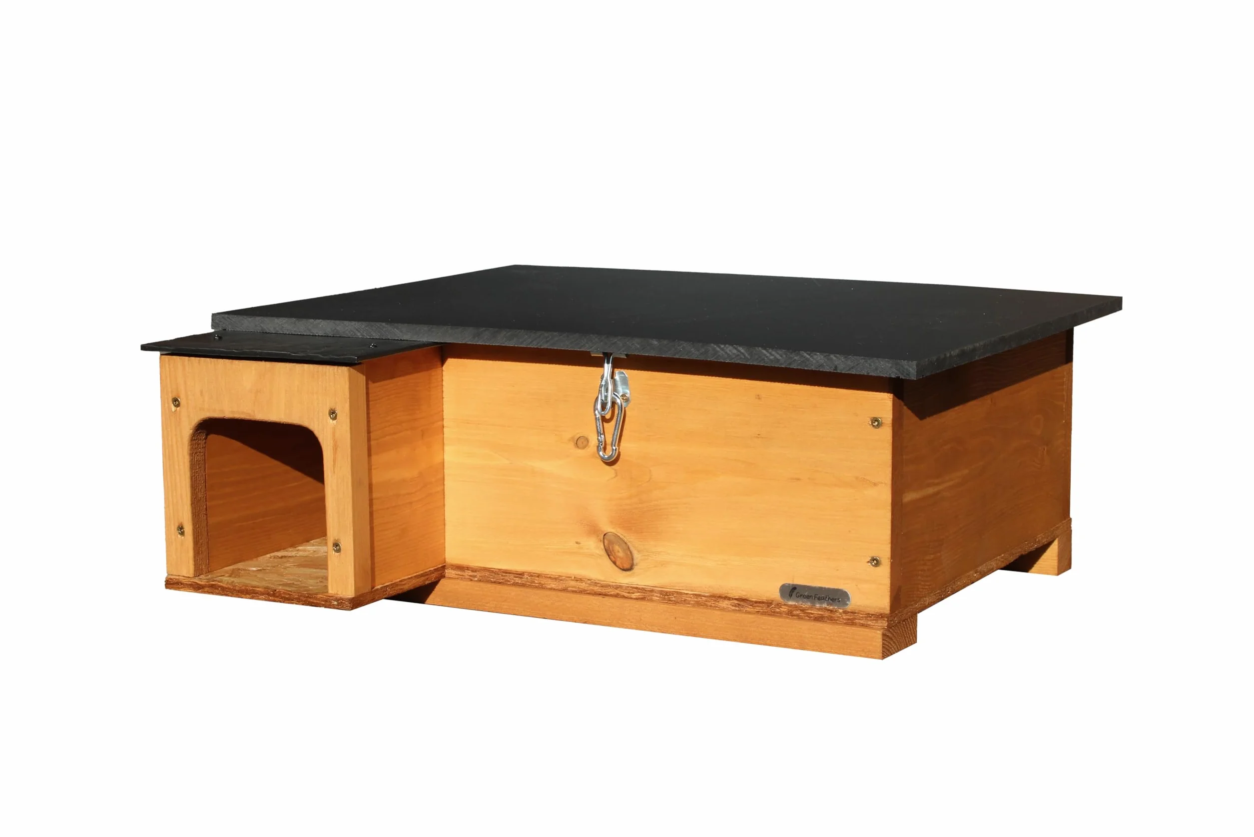 Green Feathers Maison pour hérisson - Marron doré avec revêtement anti-bactéries, habitat extérieur résistant aux prédateurs, toit écologique et sol en bois massif