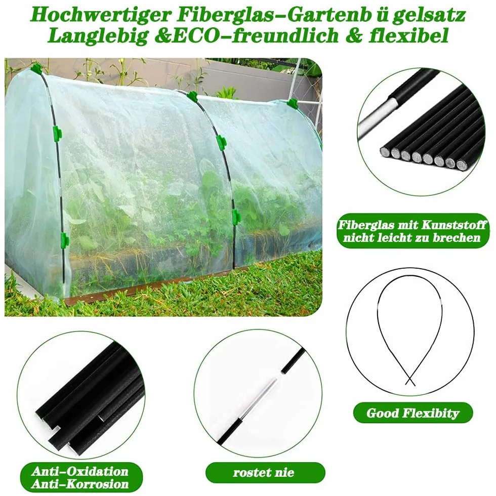 Anyingkai Garden Arceaux pour Serre Tunnel,Cerceau De Serre De Jardin,Kit De Maison De Cerceau De Jardin,Cadre pour Serre De Jardin, Arceaux pour Serre Tunnel pour La Protection des Plantes (50PCS)