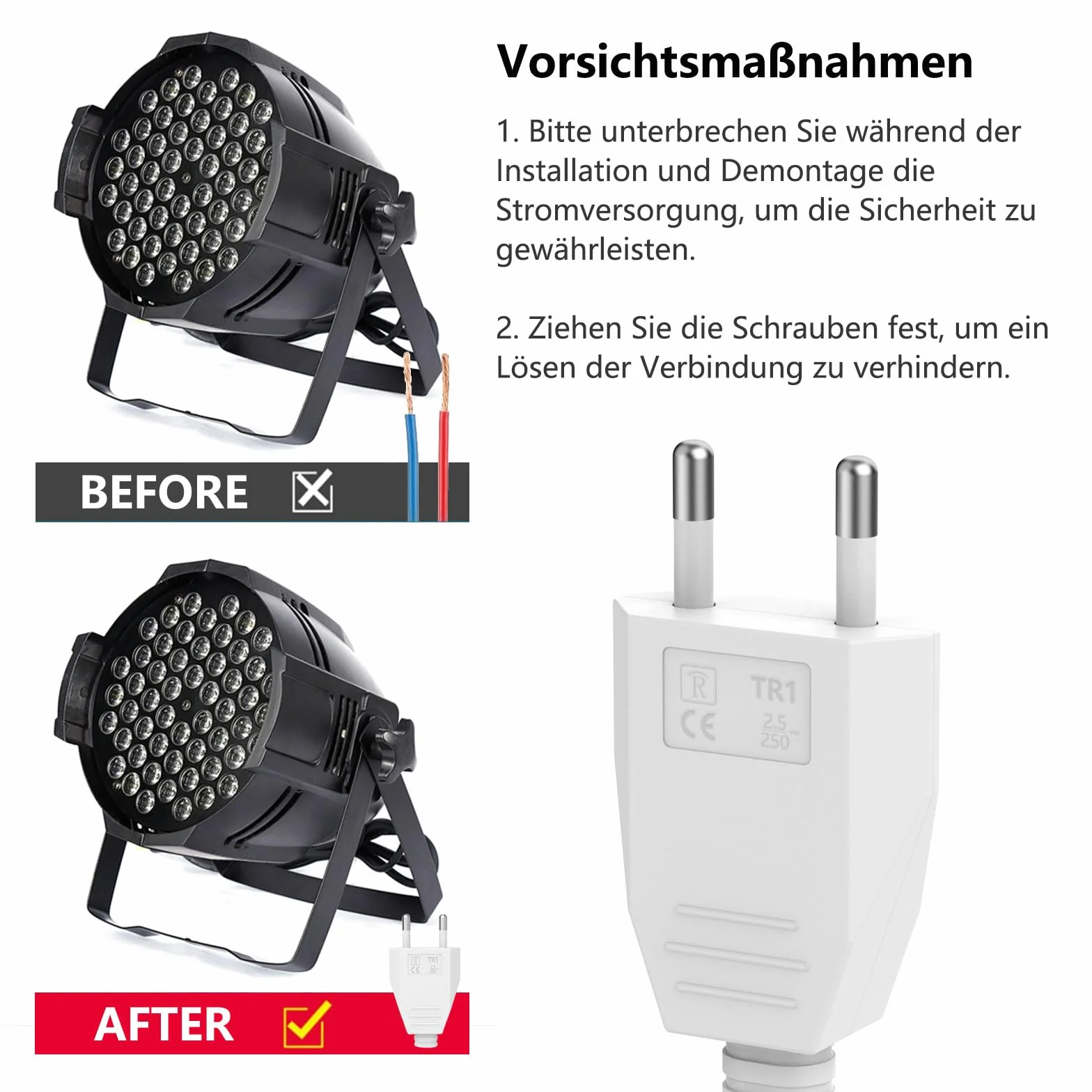 Fiche Européenne Plate 2 Pièces, Prise Electrique Male 250V 2.5A, Fiche Euro Schuko