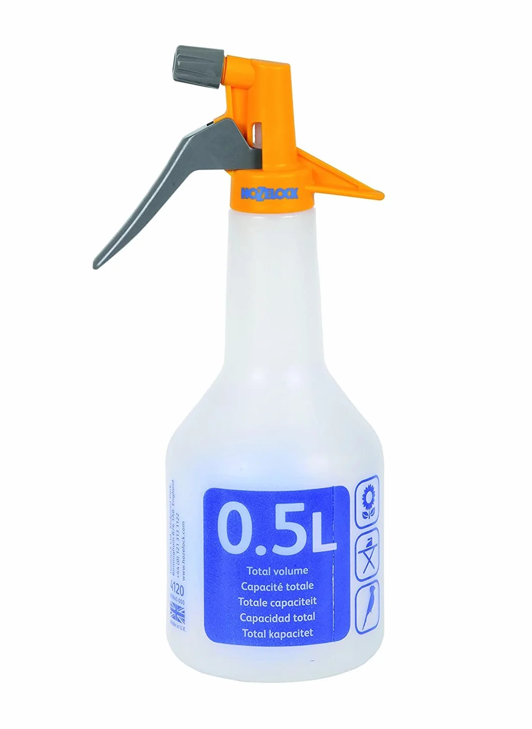 HOZELOCK - Pulvérisateur à Gâchette Spraymist 0,5 L : Idéal pour les Applications d'Intérieur, Buse Réglable 2 Jets, Jet Fin et Pulvérisation Moyenne [4120P0000], Jaune/Blanc