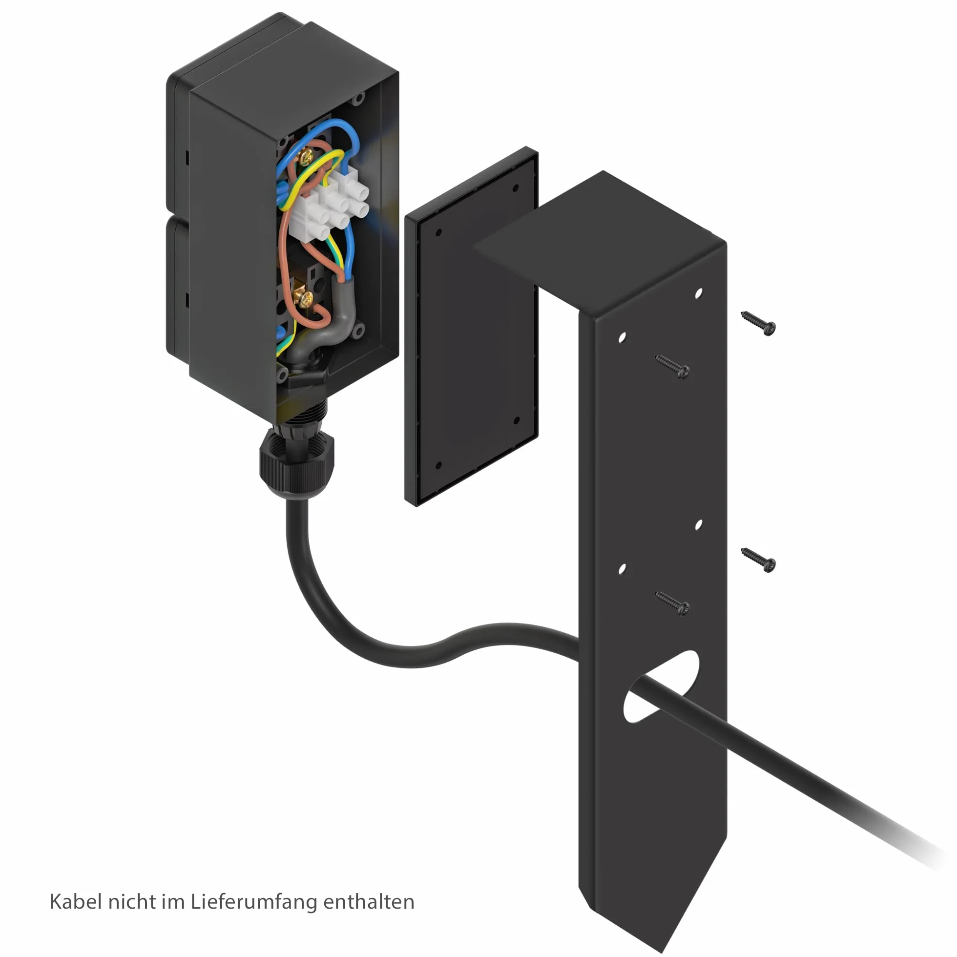 ledscom.de Colonne de Prises de Courant PIWI IP44 Acier Inoxydable Noir 30 cm