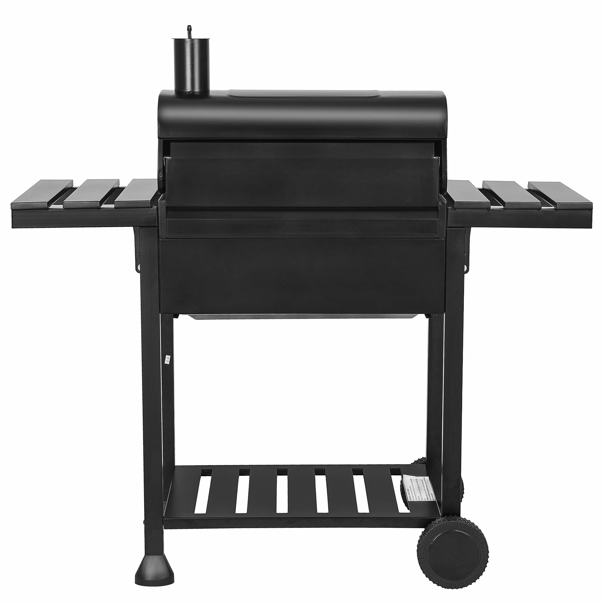 BRIGROS La voglia di fare MasterCook Barbecue à charbon en acier avec roues robustes et stables avec double grille, thermomètre et réglage panier barbecue, barbecue charbon avec étagères latérales