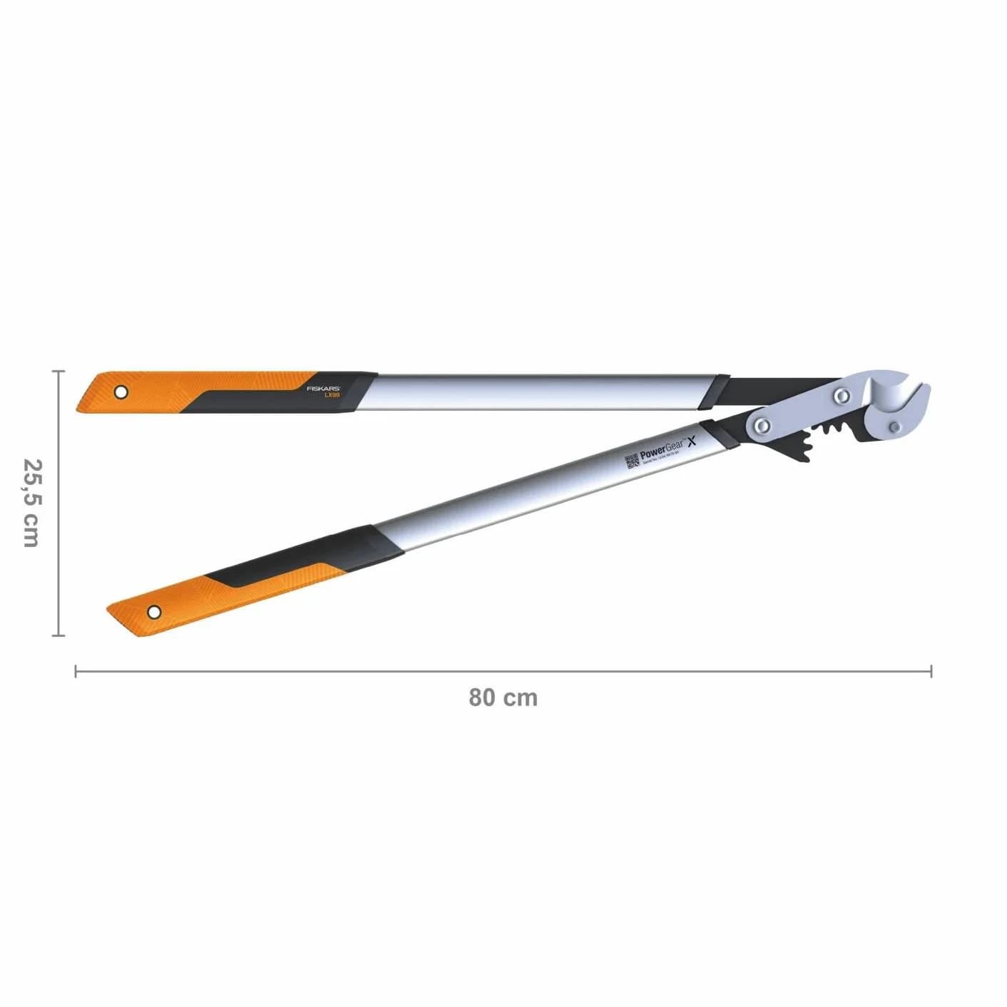 Fiskars Coupe-branches à enclume pour bois sec et dur, Système à crémaillère PowerGear X, Taille L, Revêtement antiadhésif, Acier trempé, Longueur: 80 cm, Noir/Orange, LX99