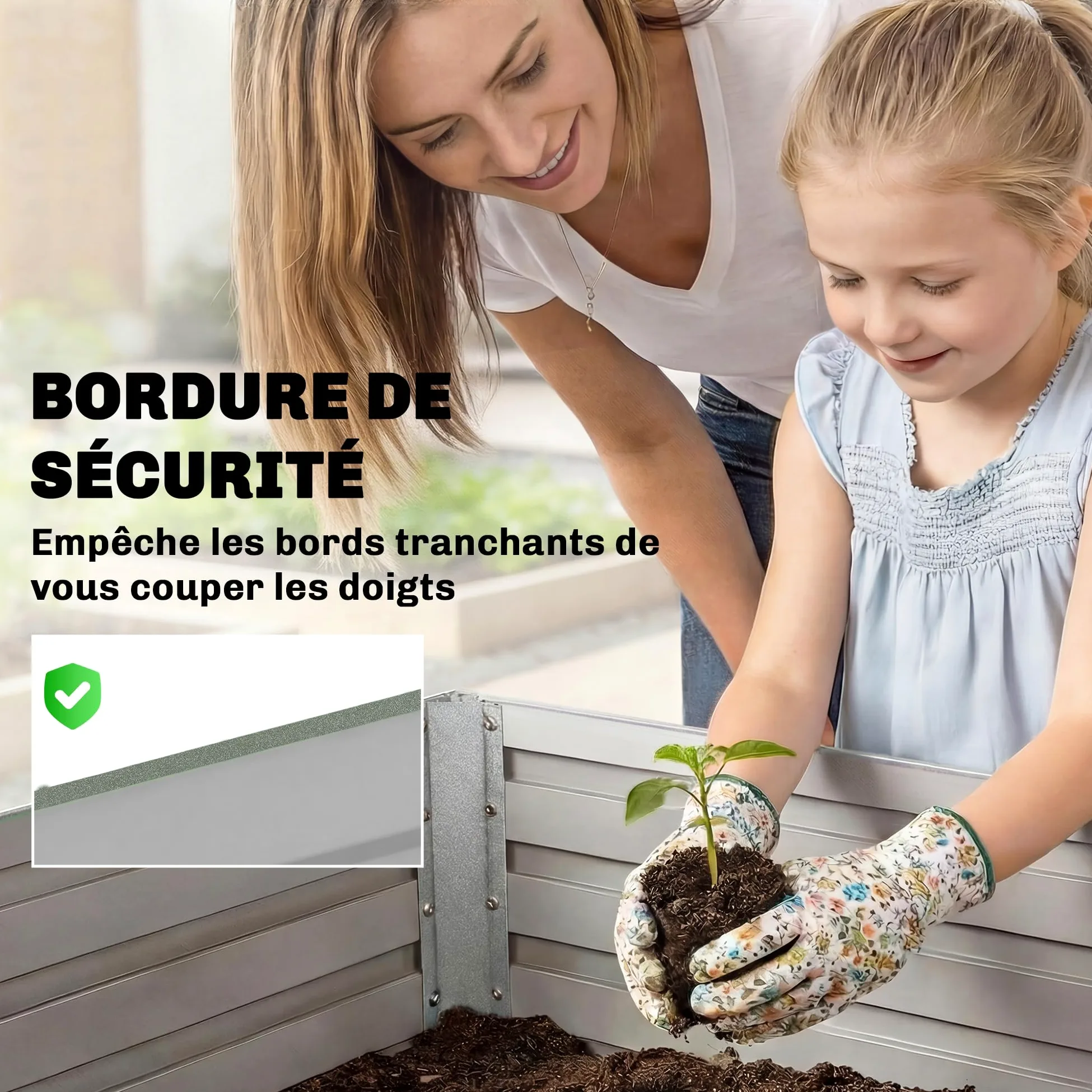Outsunny Jardinière extérieure, jardinière surélevée galvanisée, carré Potager de Jardin rectangulaire avec Bordure de sécurité et Fond Ouvert, pour Fleurs et légumes, 240 x 120 x 60 cm, Gris argenté