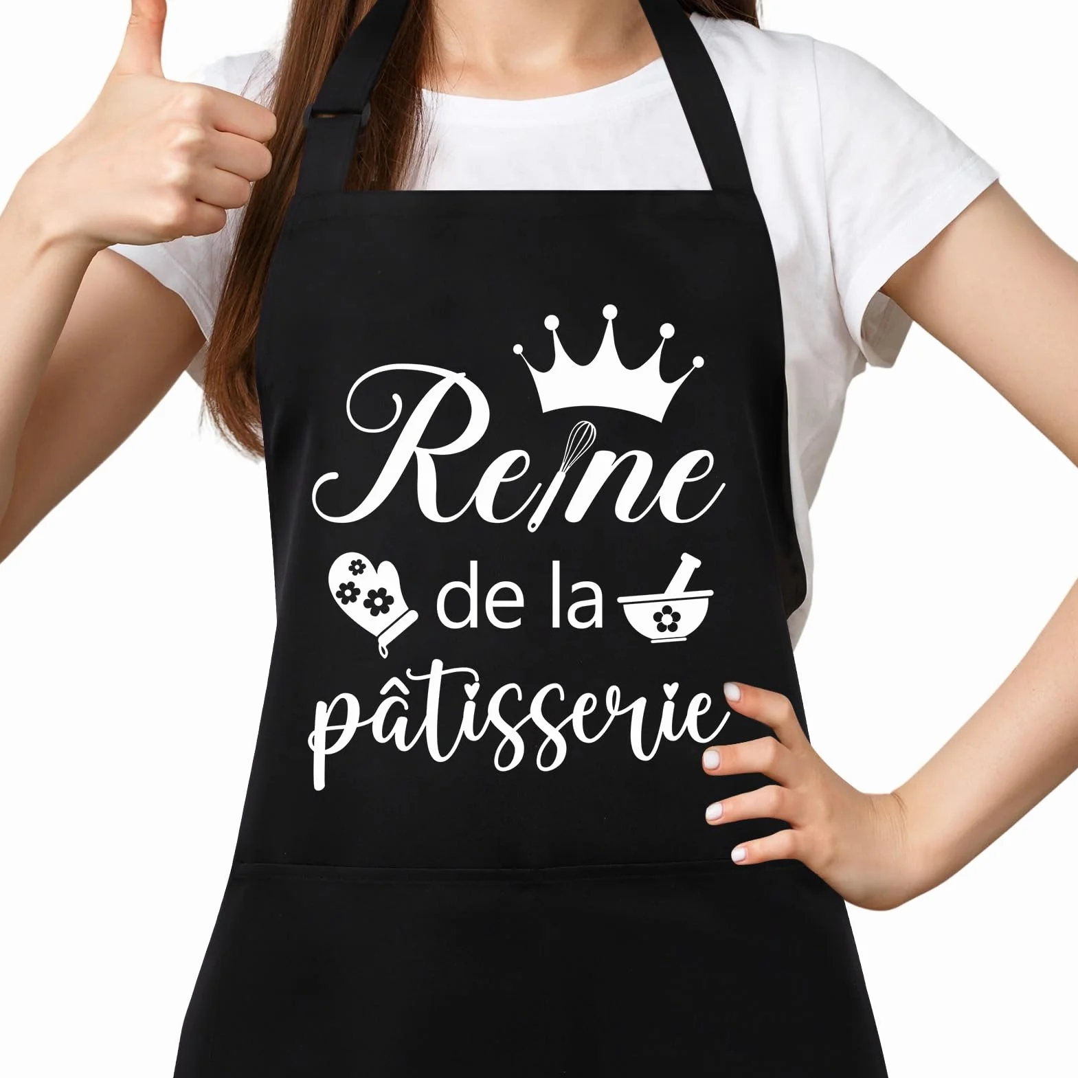 Tablier de Cuisine Réglable et Étanche pour Femme - avec Poches - Cadeaux pour Maman