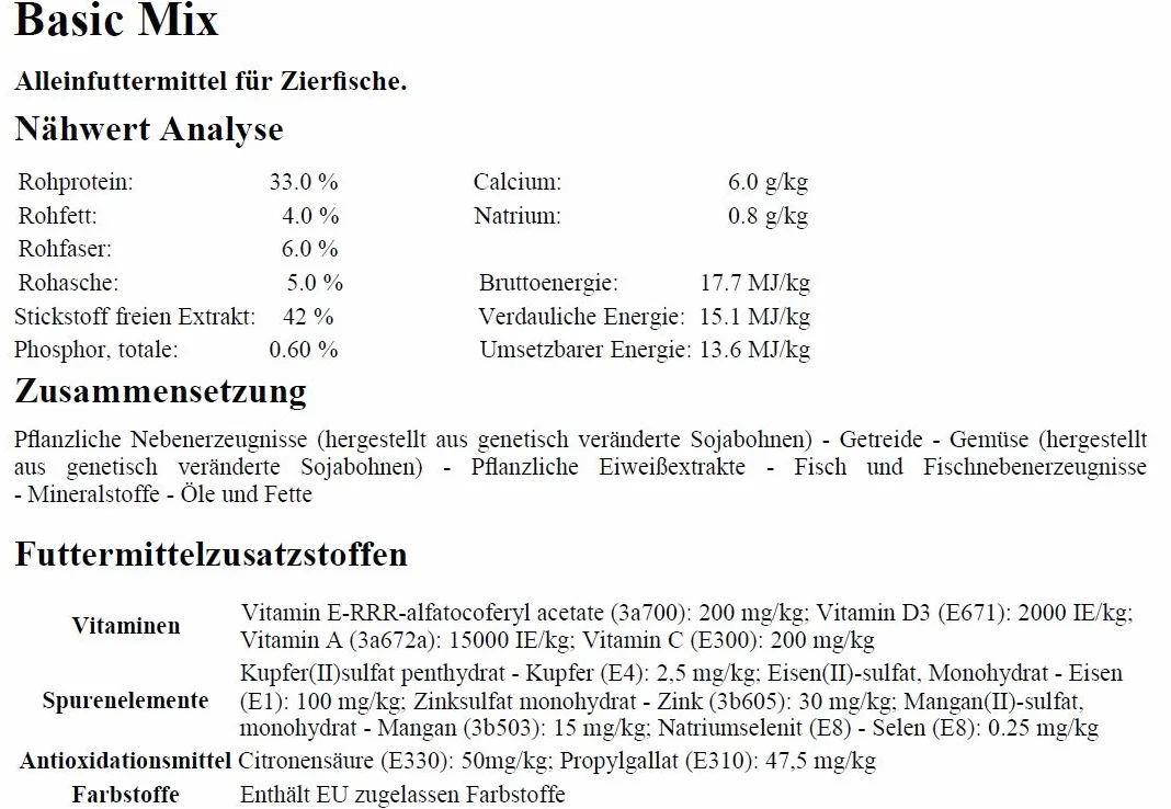 AquaForte Nourriture de Base pour Poissons