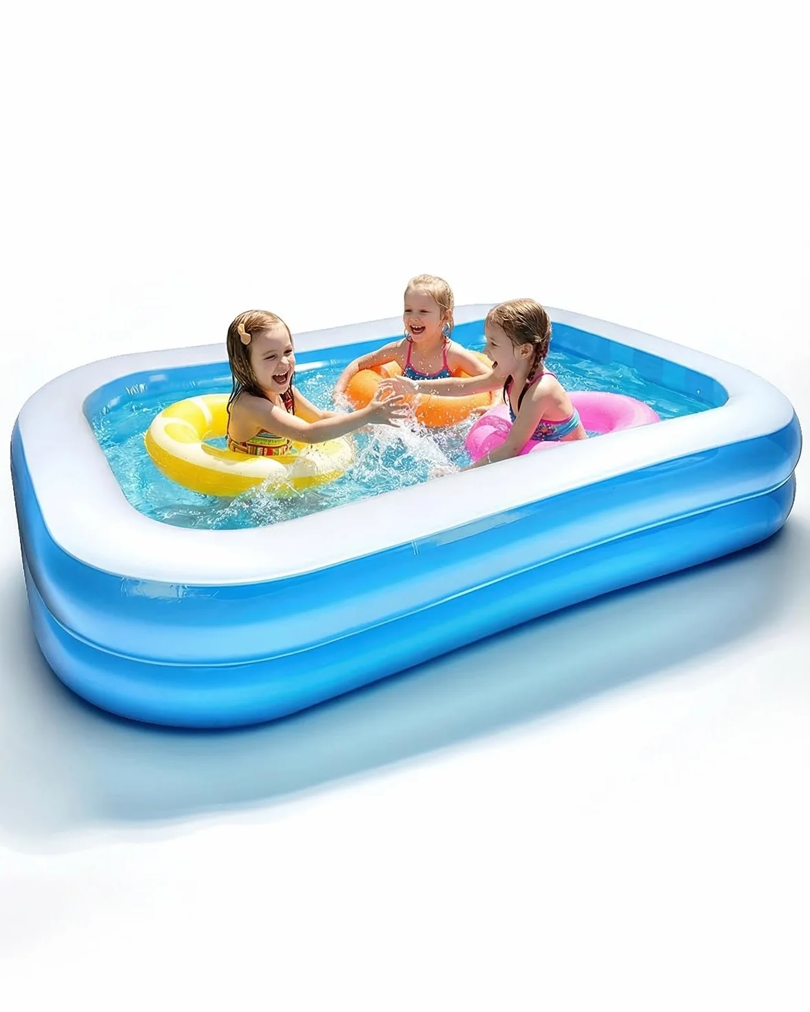 Piscine Gonflable 260x155x45 cm Rectangulaire pour Enfants Adultes Extérieure Jardin Bassin 2,6M