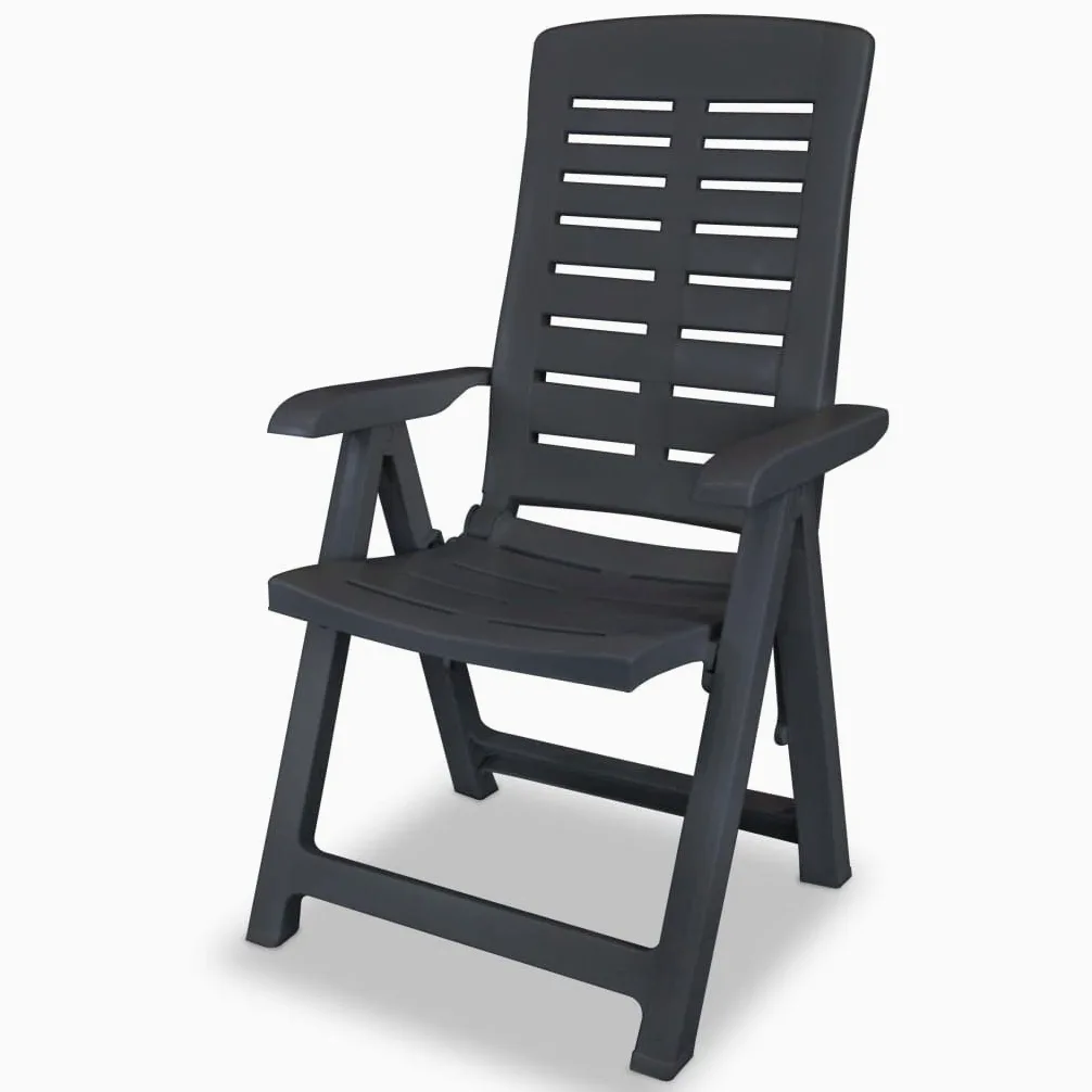 vidaXL 2X Chaises Inclinables de Jardin Chaises de Patio Sièges de Terrasse Chaises de Terrasse Meuble de Jardin Extérieur Plastique Anthracite