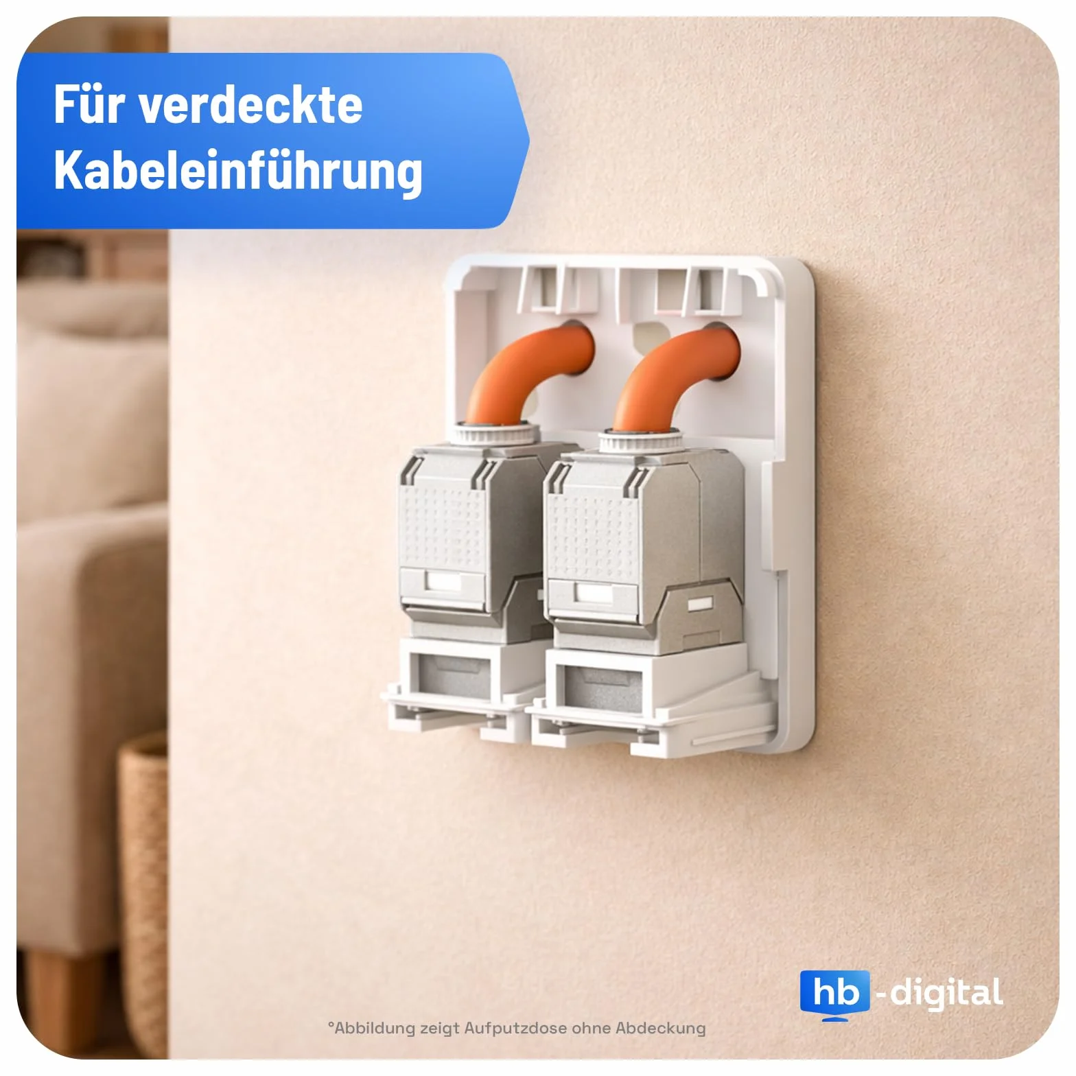 HB-DIGITAL Boîte de connexion 1 port Keystone CAT 6a – Prise LAN RJ45 10 Gigabit Ethernet Blanc