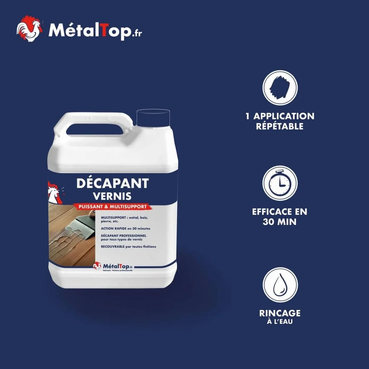 Metaltop Decapant Vernis 1 L Enlève vernis sur bois métal carrelage ciment plastique