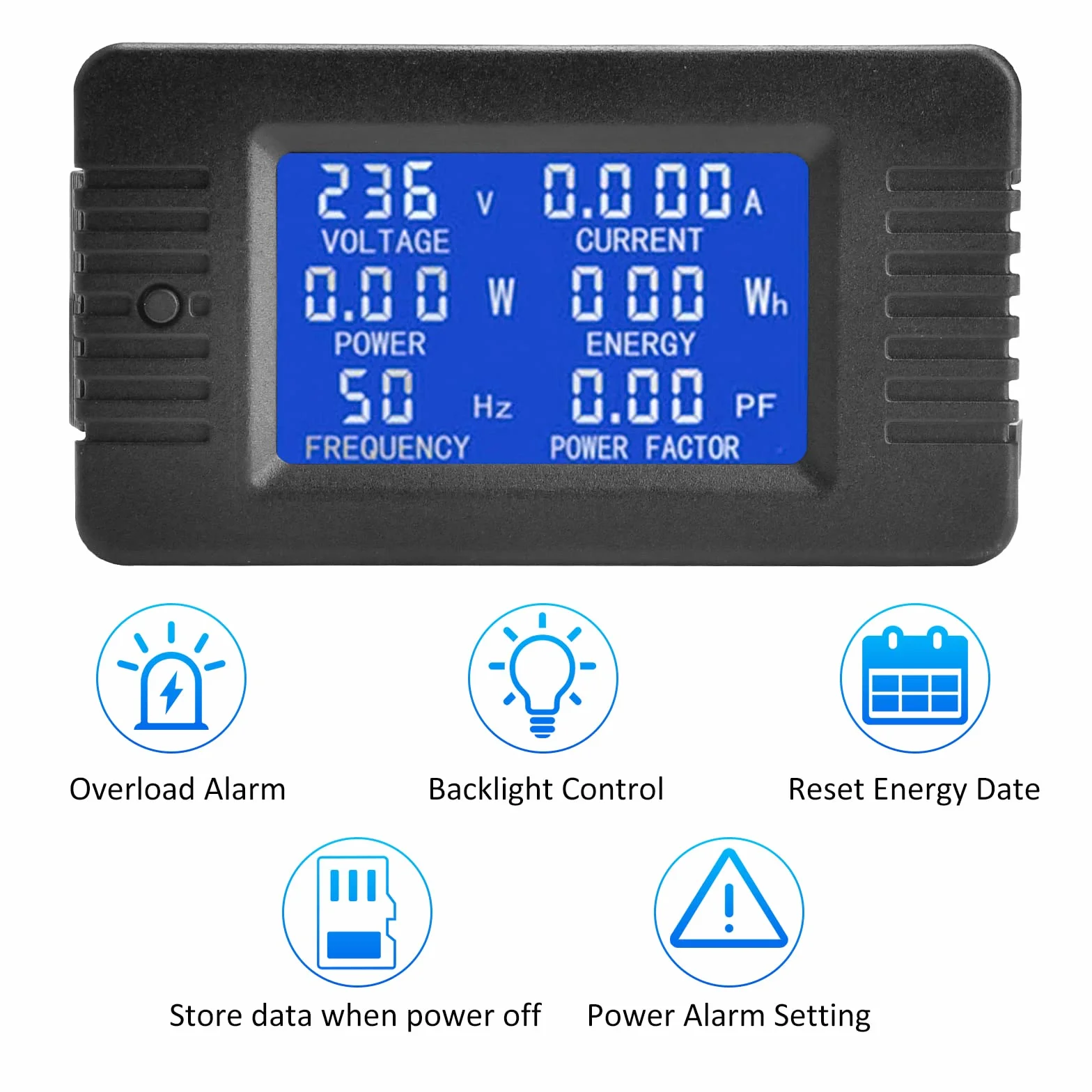 Aideepen LCD Ampèremètre Numérique Voltmètre AC 80-260V 100A, Compteur De Puissance 6-en-1 Panneau De Compteur D'électricité