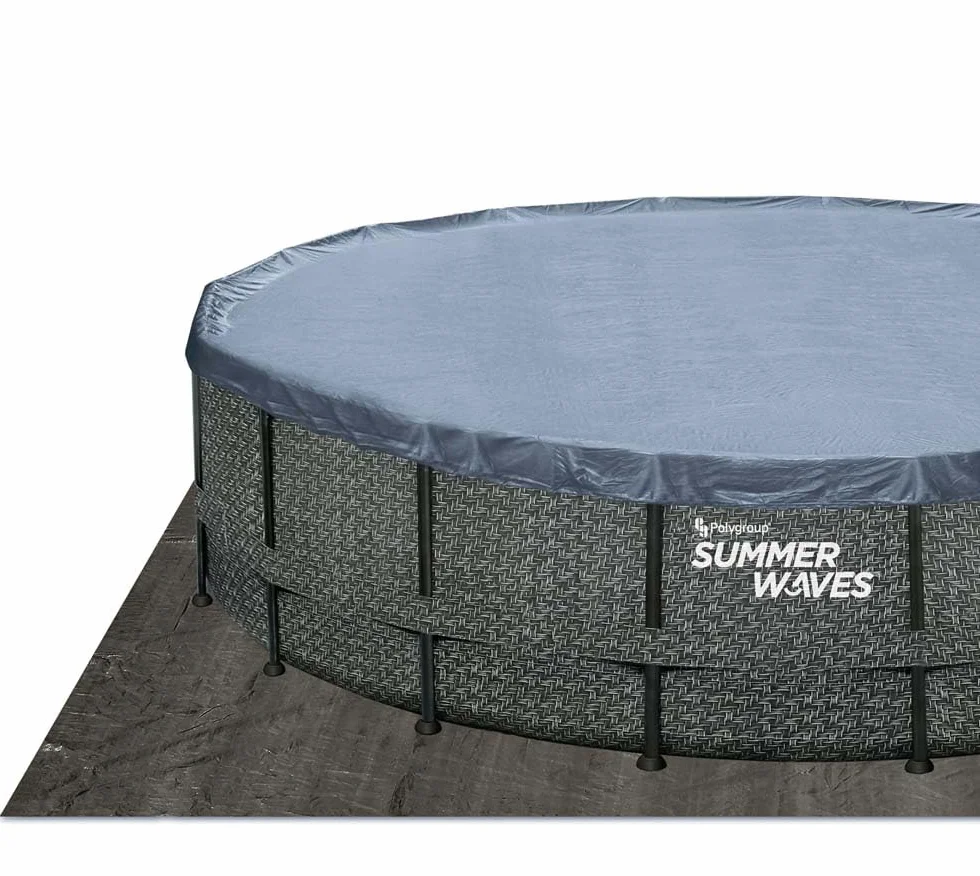 Summer Waves Piscine hors-sol Elite Frame rotin Gris Ø 488 x 122 cm