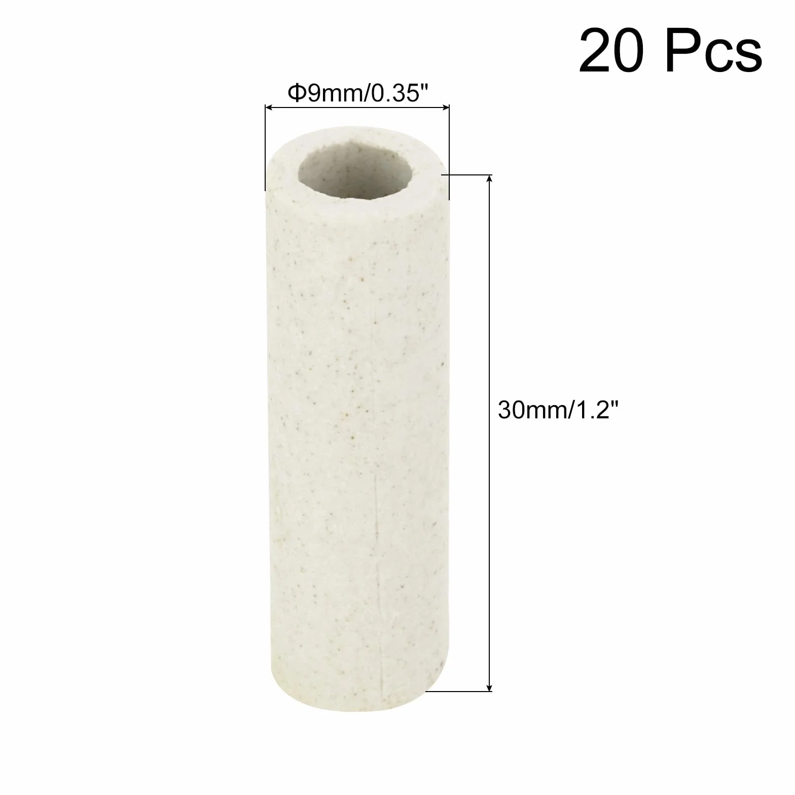 QUARKZMAN 20pcs Tube en Céramique Isolée 6mm pour Protection Thermique Isolation Faisceau Fils Électroniques Alésage Unique 9x30mm