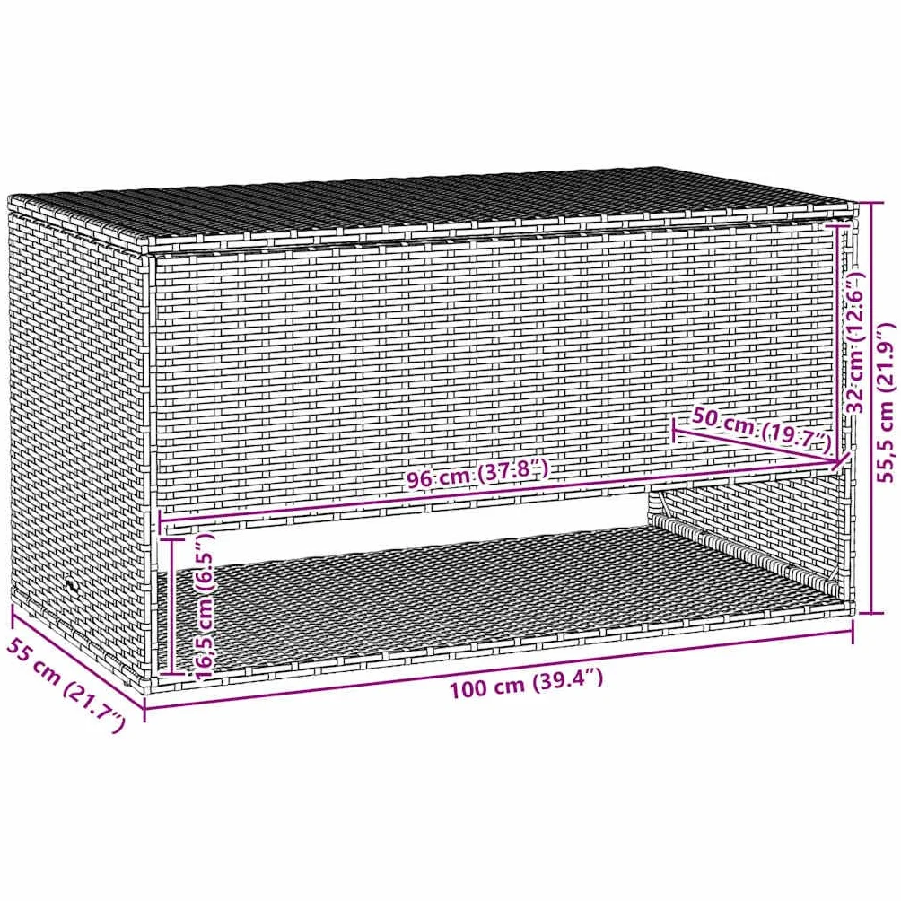 vidaXL Coffre à Coussins d'extérieur Gris 100x55x55,5cm résine tressée, conteneur à Coussins, boîte à Coussins de Jardin, boîte, boîte de Rangement