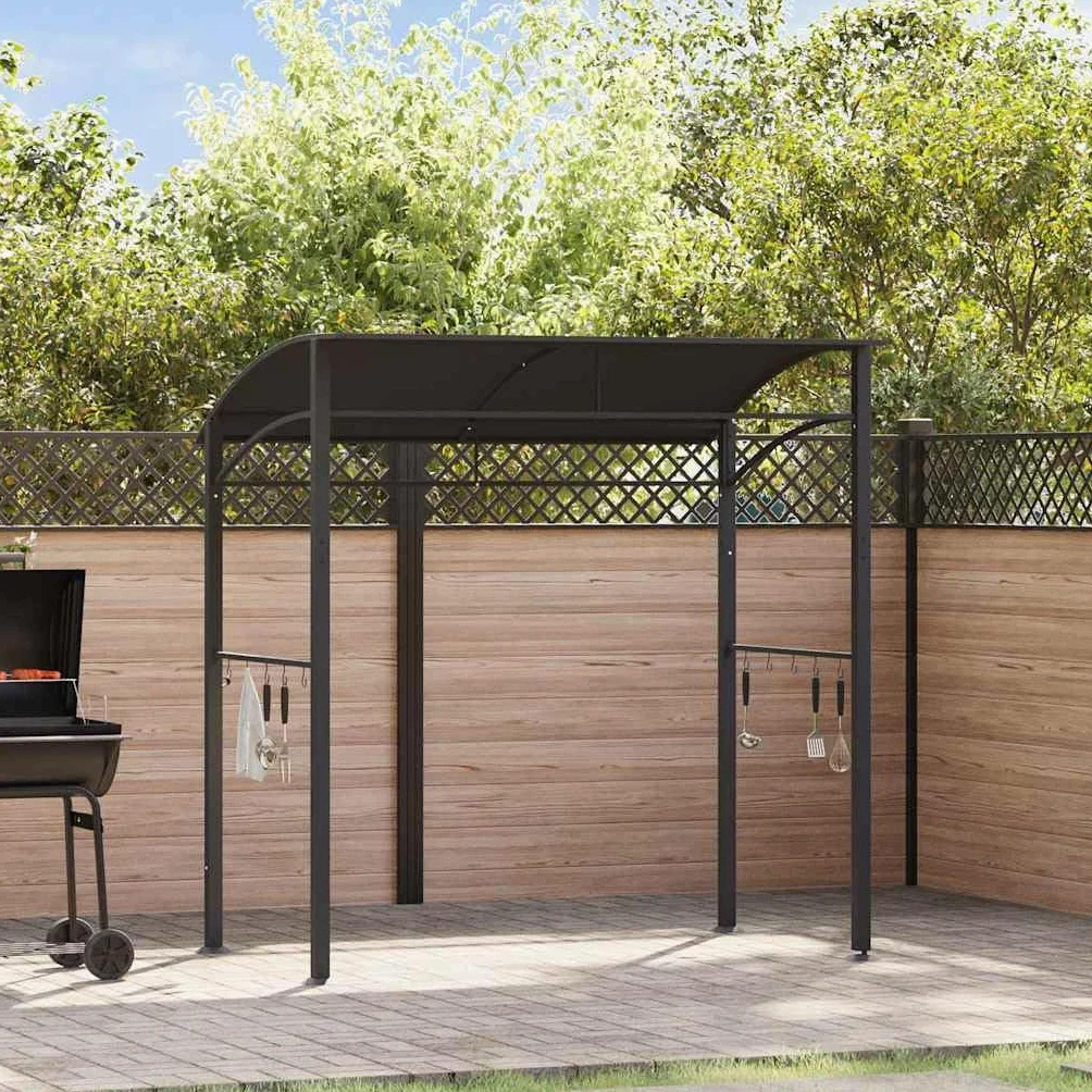 vidaXL Belvédère de Barbecue Chapiteau Tente de Barbecue Tonnelle Auvent Extérieur Résistant aux Intempéries 215x150x220 cm Anthracite Acier