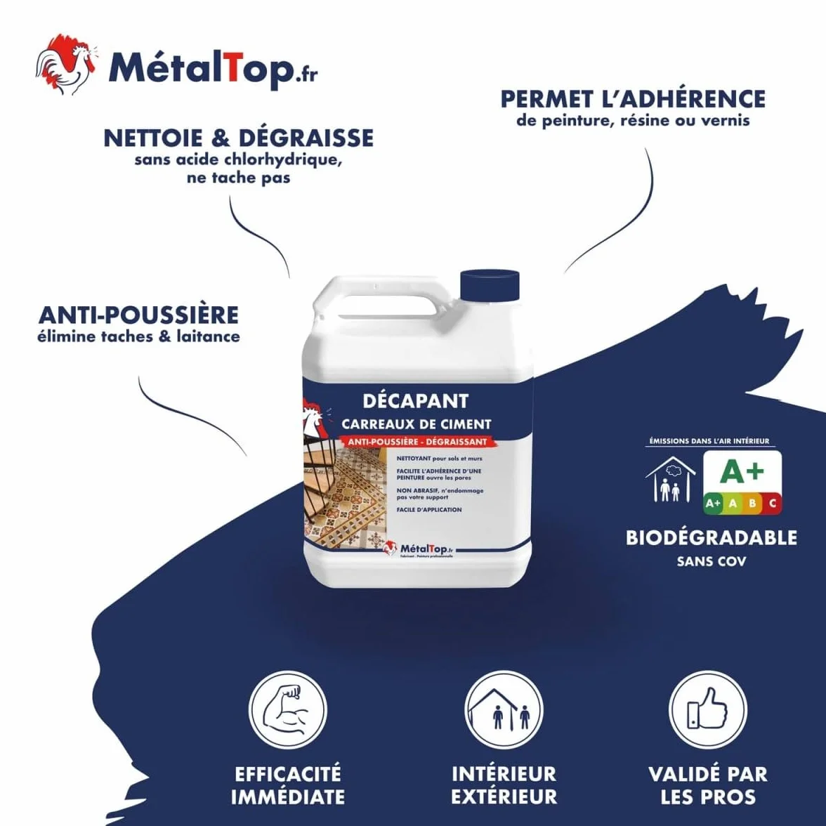Decapant Carreaux De Ciment 1 L Nettoyant anti-tâches et laitance