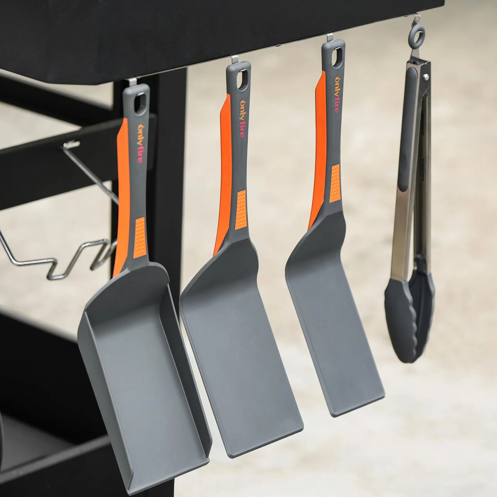 Onlyfire Kit Ustensiles Plancha Barbecue Anti Rayure Spatule Bord Relevé Pince