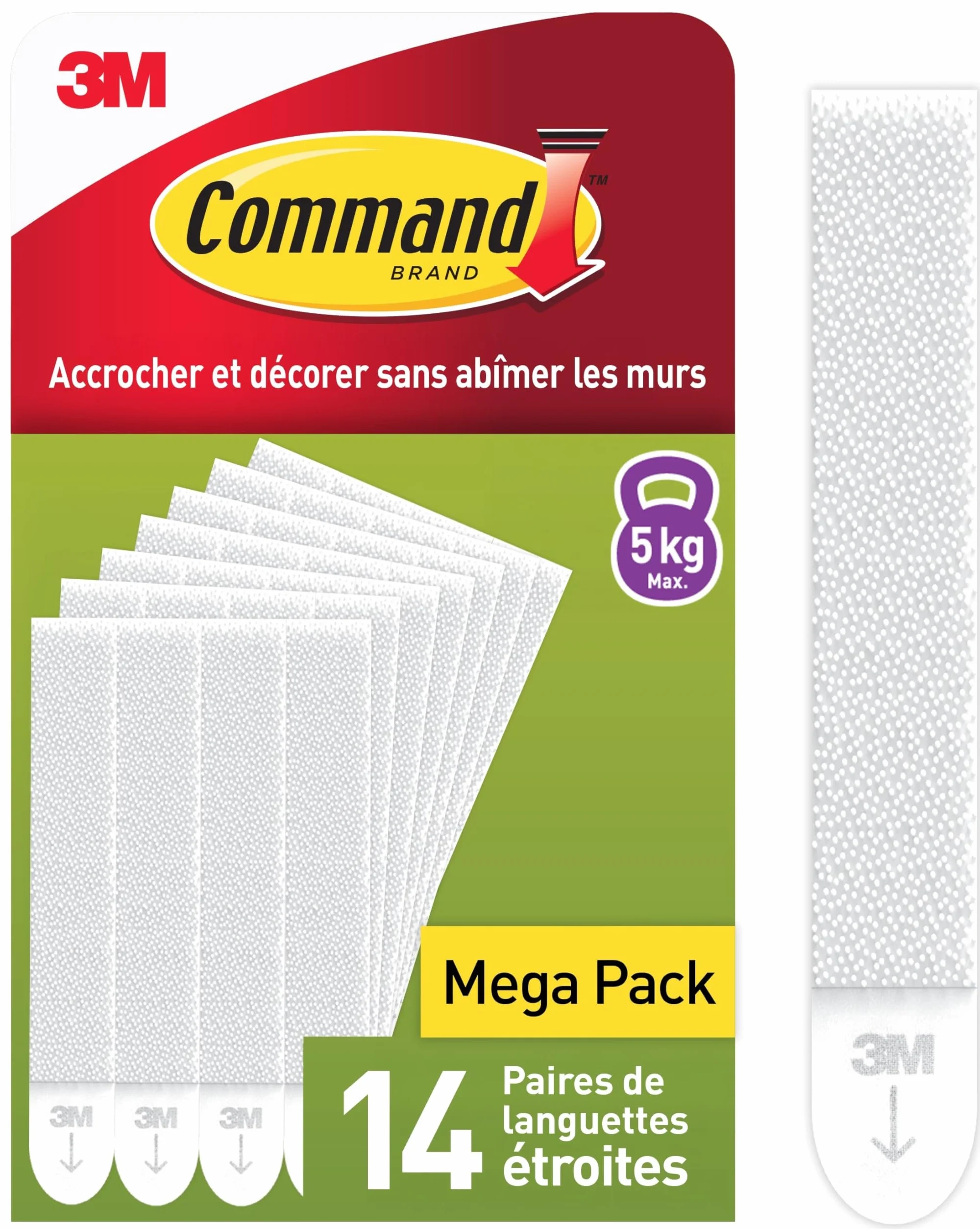 Command Languettes Accroches Tableaux Cadres Fins, Blanc, 14 Paires (28 Languettes) - Fixation sans Dommage