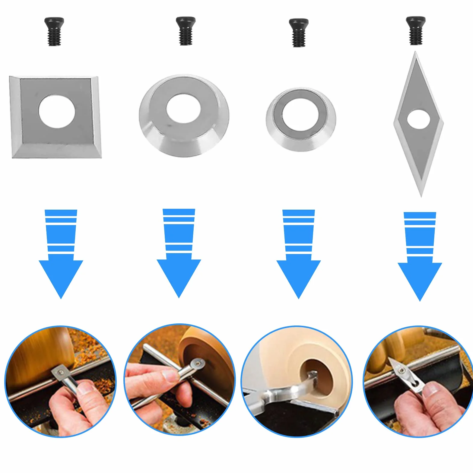 Plaquettes Carbure 16 Pièces Kit de Fers à Tourner CNC pour Bois Vis M4