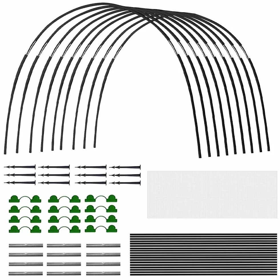 Lot de 18 Tunnels pour Plantes - Arches Tunnels surélevés - 2,5 x 6 m - en Aluminium - Inoxydable - Durable - Pliable - Cerceaux De Serre pour Serre, Plantes, moustiquaire