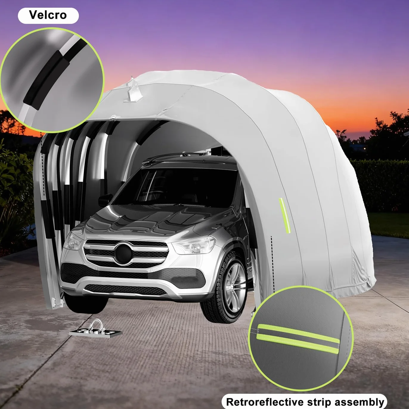 Carport pliable mobile en acier inoxydable, abris de voiture, auvent portable, résistant au vent et à la neige, convient pour les environnements extérieurs