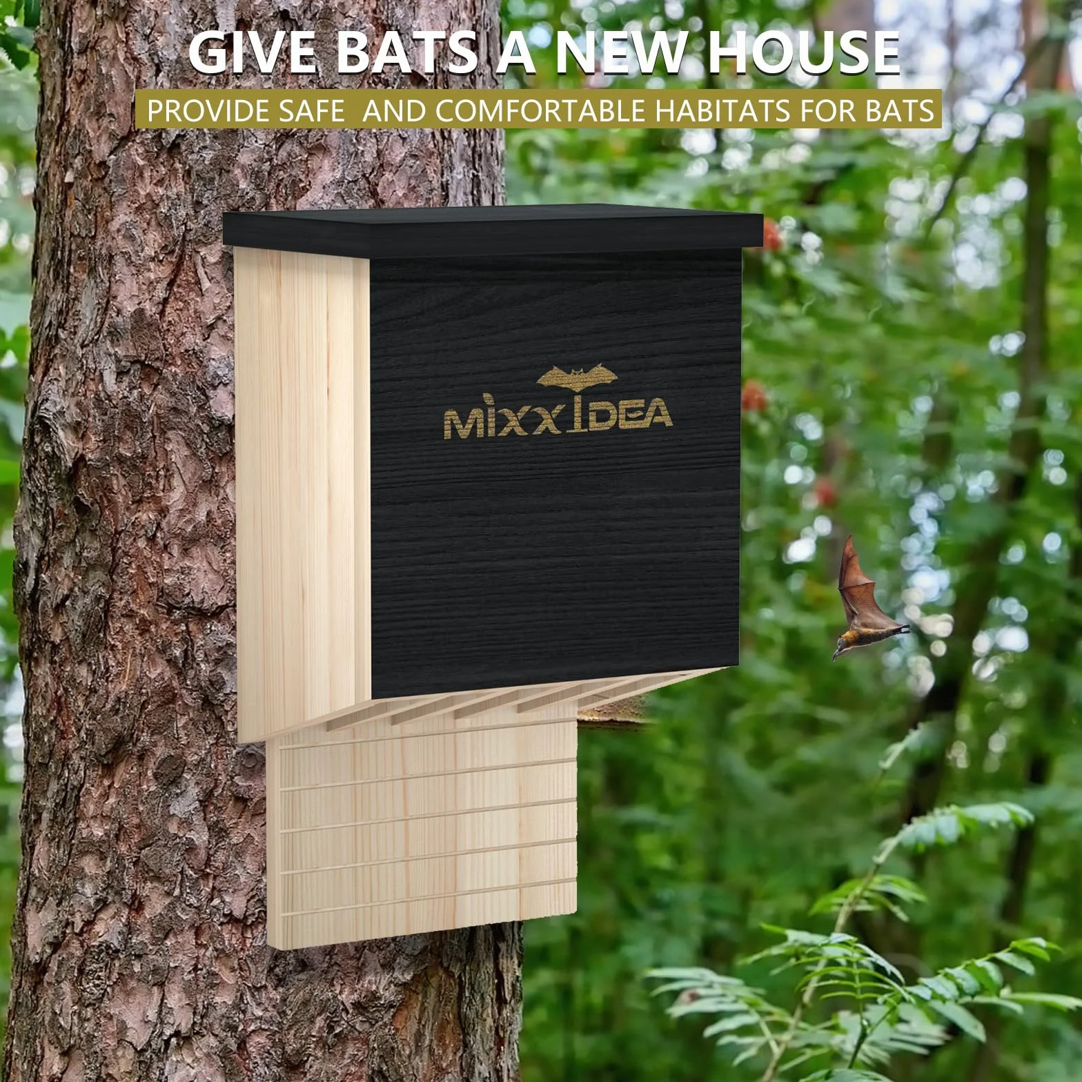 Maison de chauve-souris double chambre extérieur bois de cèdre fabriquée à la main