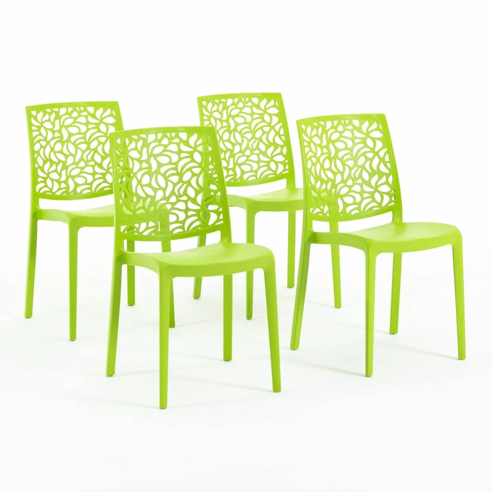 Chaises en résine Fibre de Verre empilables Anna Citron Vert 4 pièces