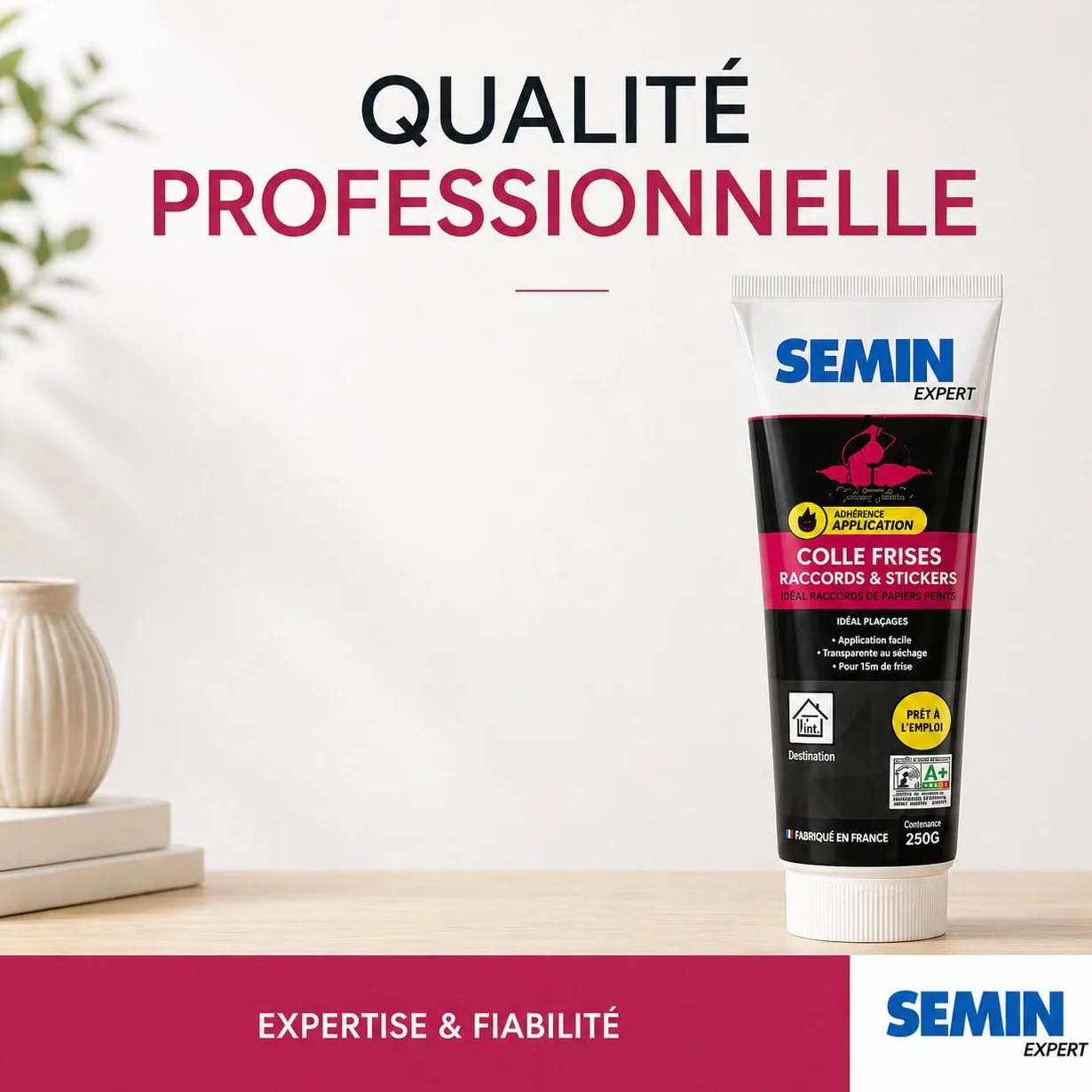 Colle pour Stickers Semin, Frises et Raccords Papiers Peints, Tube 250 g