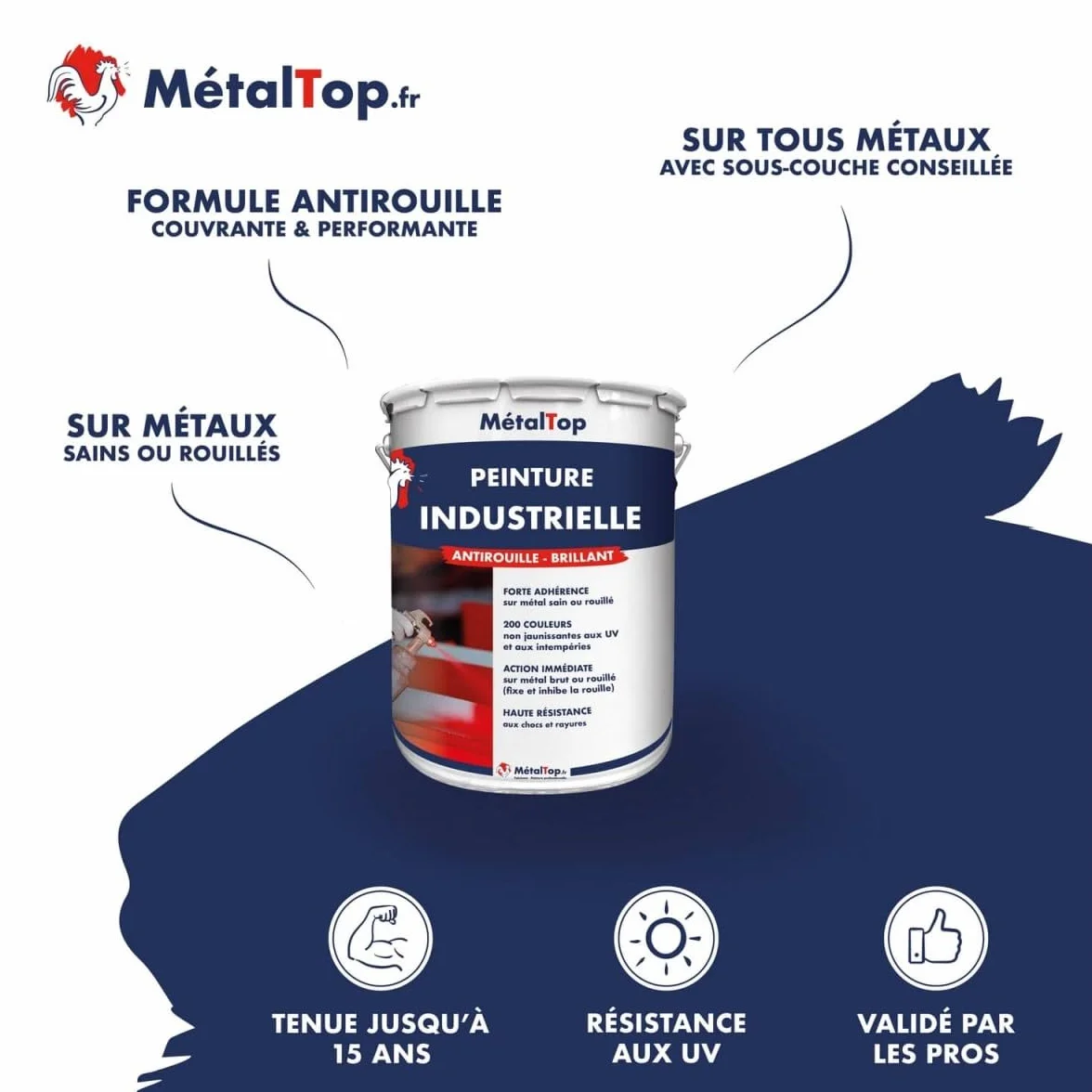 Peinture Industrielle Blanc pur RAL 9010 Bombe 400 ml Metaltop