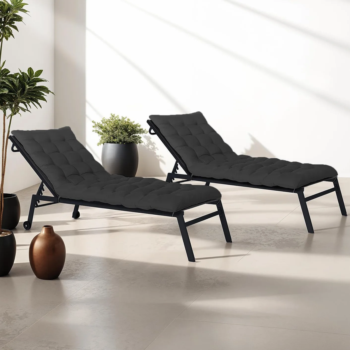Lot de 2 Coussins Universel de Transat Adam 180 cm Noir
