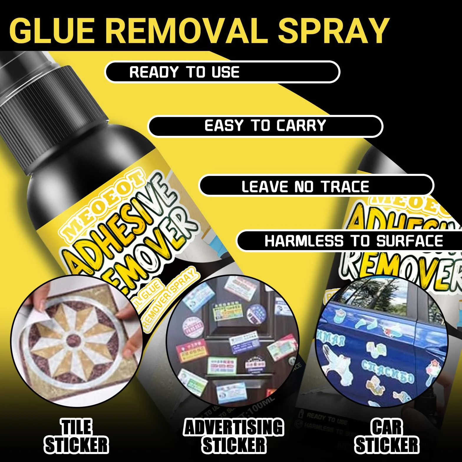 Dissolvant Colle Spray Décapant Adhésif 100ML avec Grattoir